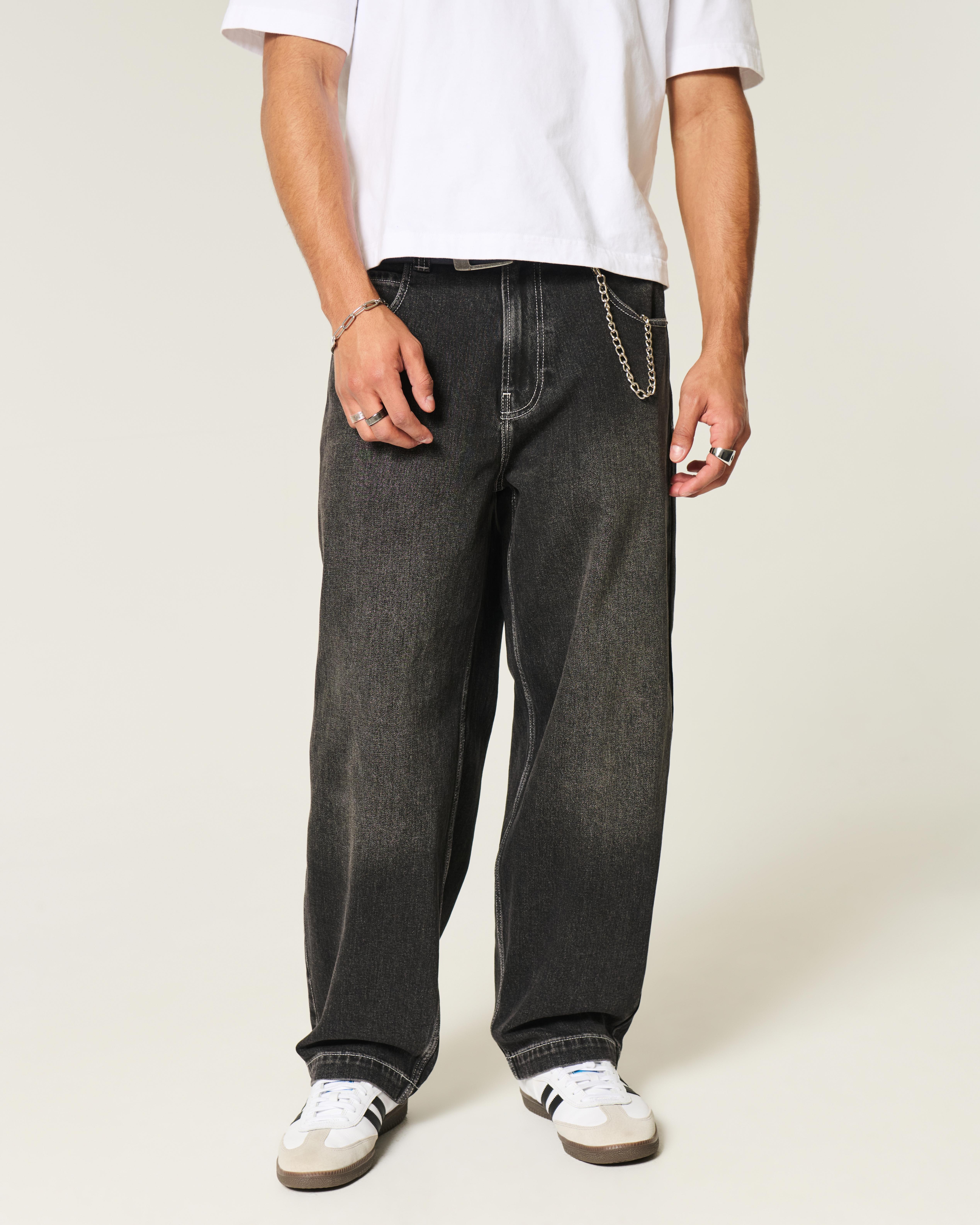 Washed Black Baggy Black Hollister Jeans Mens Mens Black Jeans