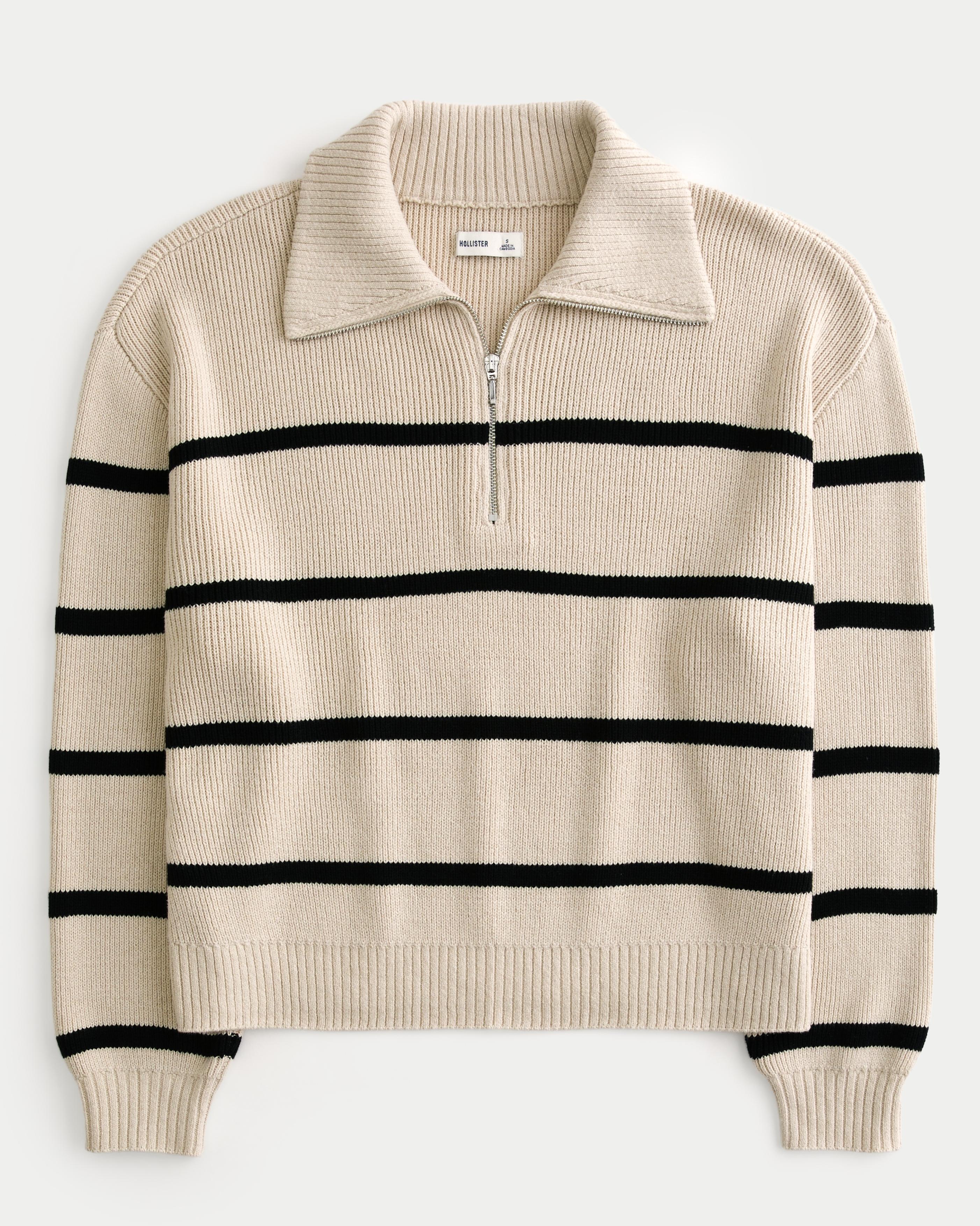 Hollister Oversized Half-zip Sweater in Natural Lyst UK
