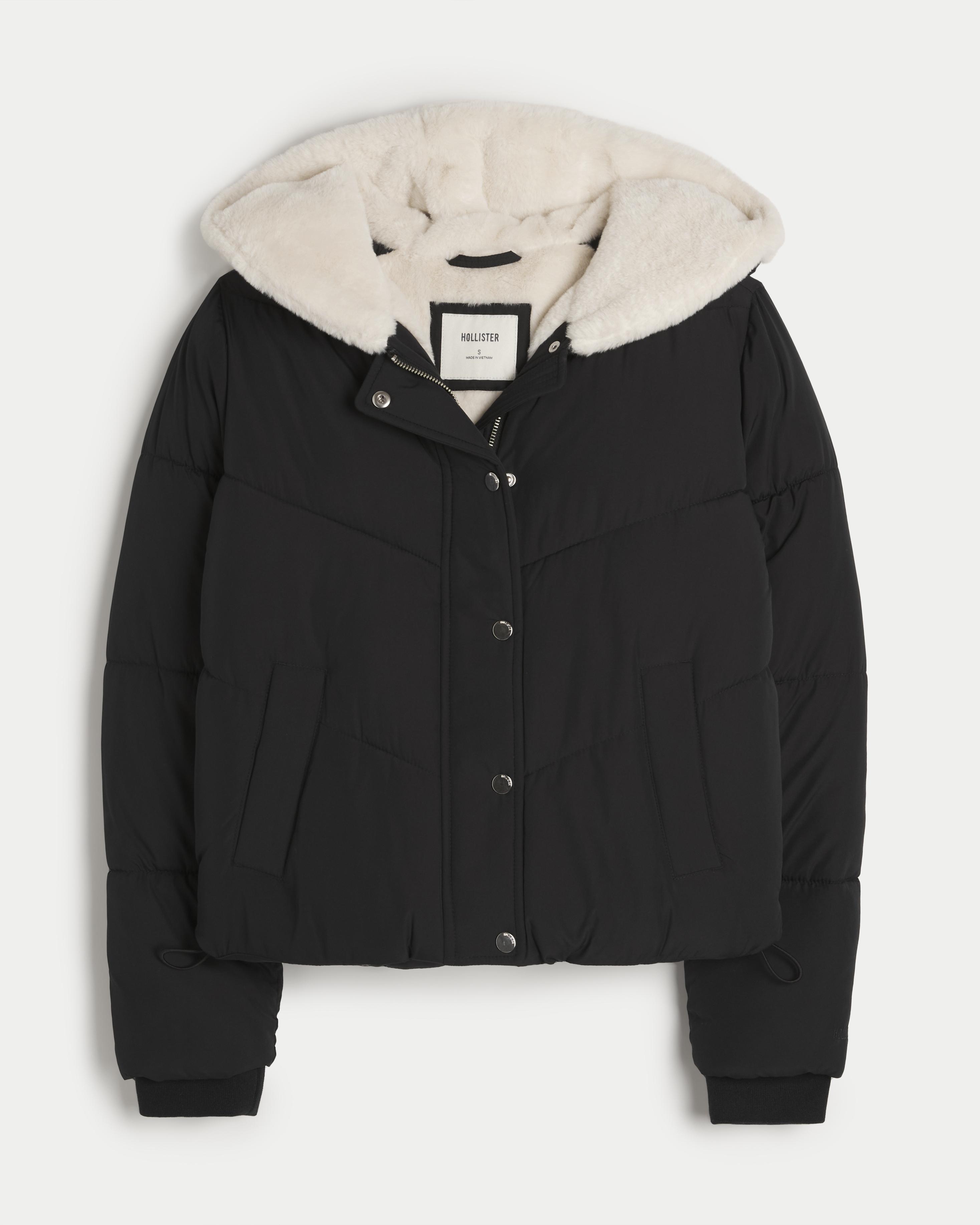 Hollister Ultimate Cozy Lined Puffer Jacket in Black Lyst UK