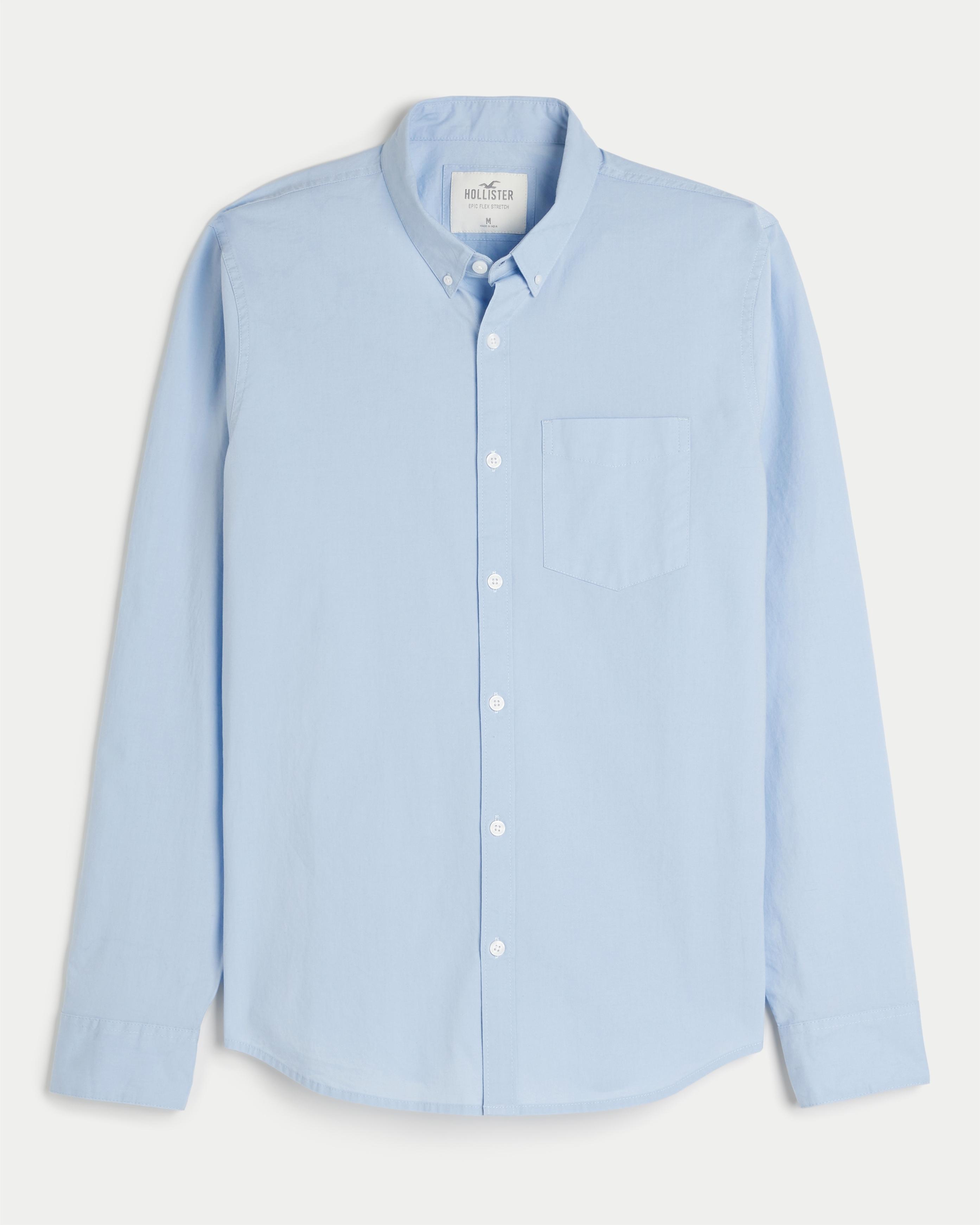 Hollister Stretch Oxford Shirt in Blue for Men