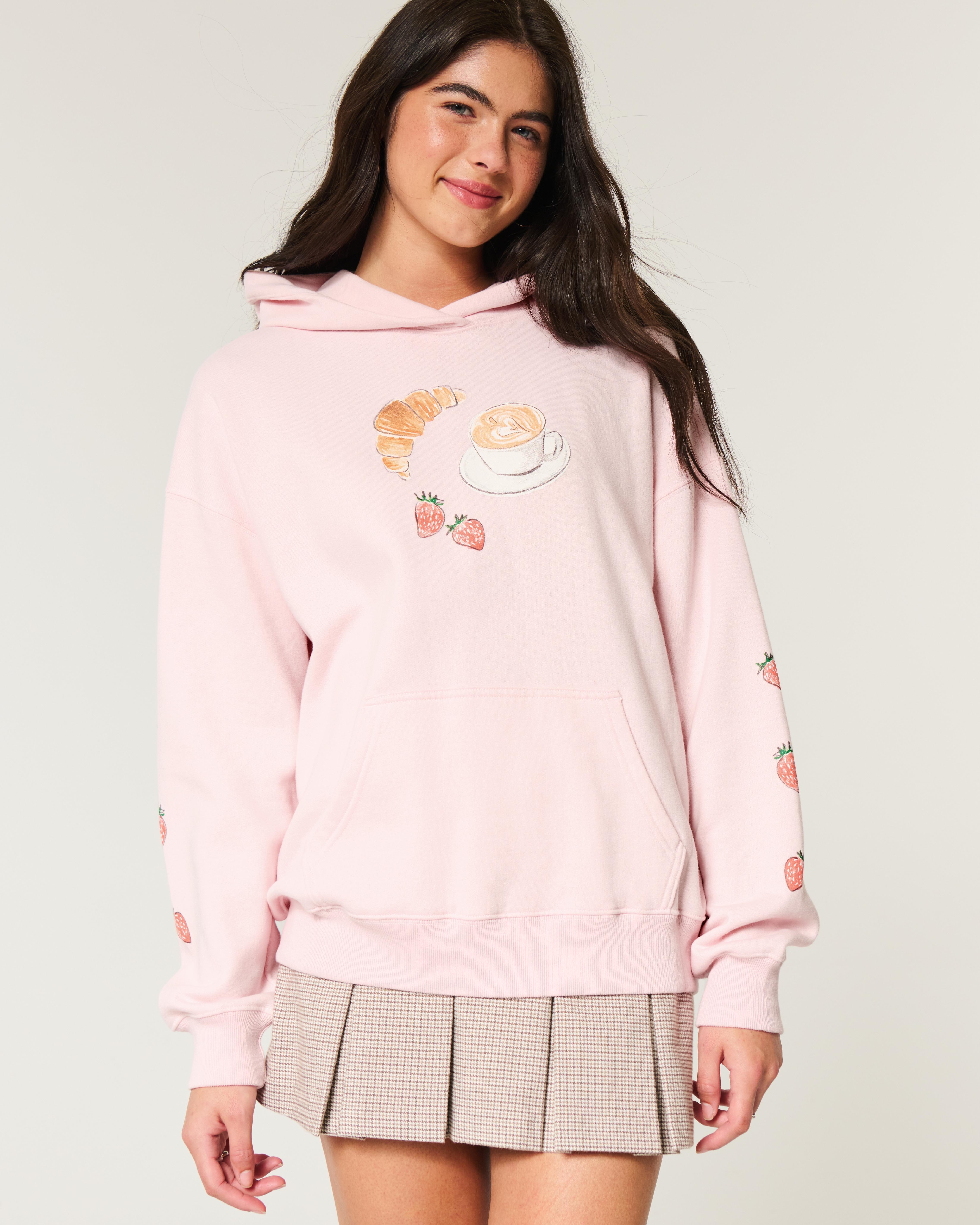 Hollister Oversized Cafe Graphic Hoodie in Pink Lyst UK