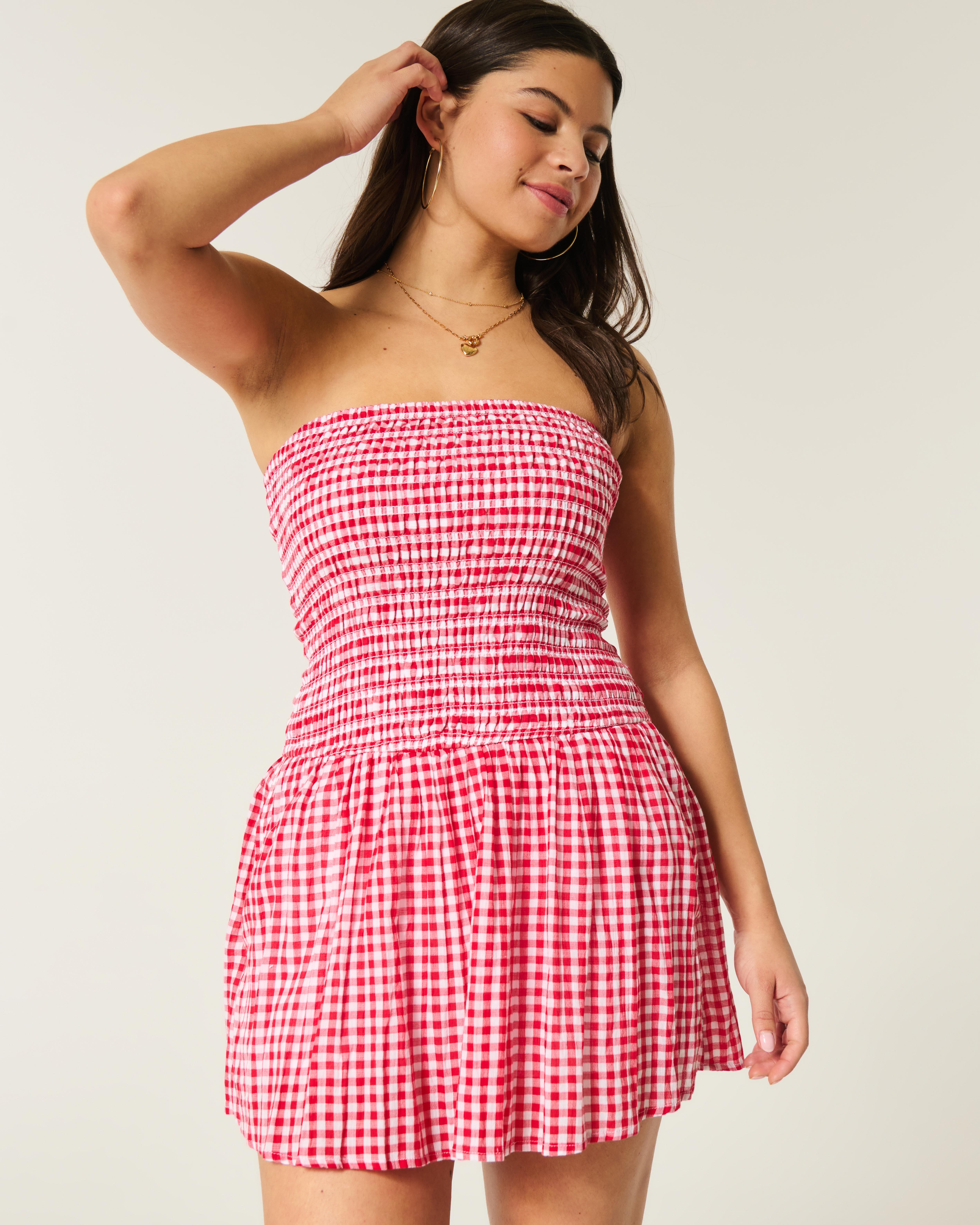 Hollister Strapless Smocked Bodice Mini Dress in Red | Lyst UK Hollister Strapless Smocked Bodice Mini Dress in Red | Lyst UK
