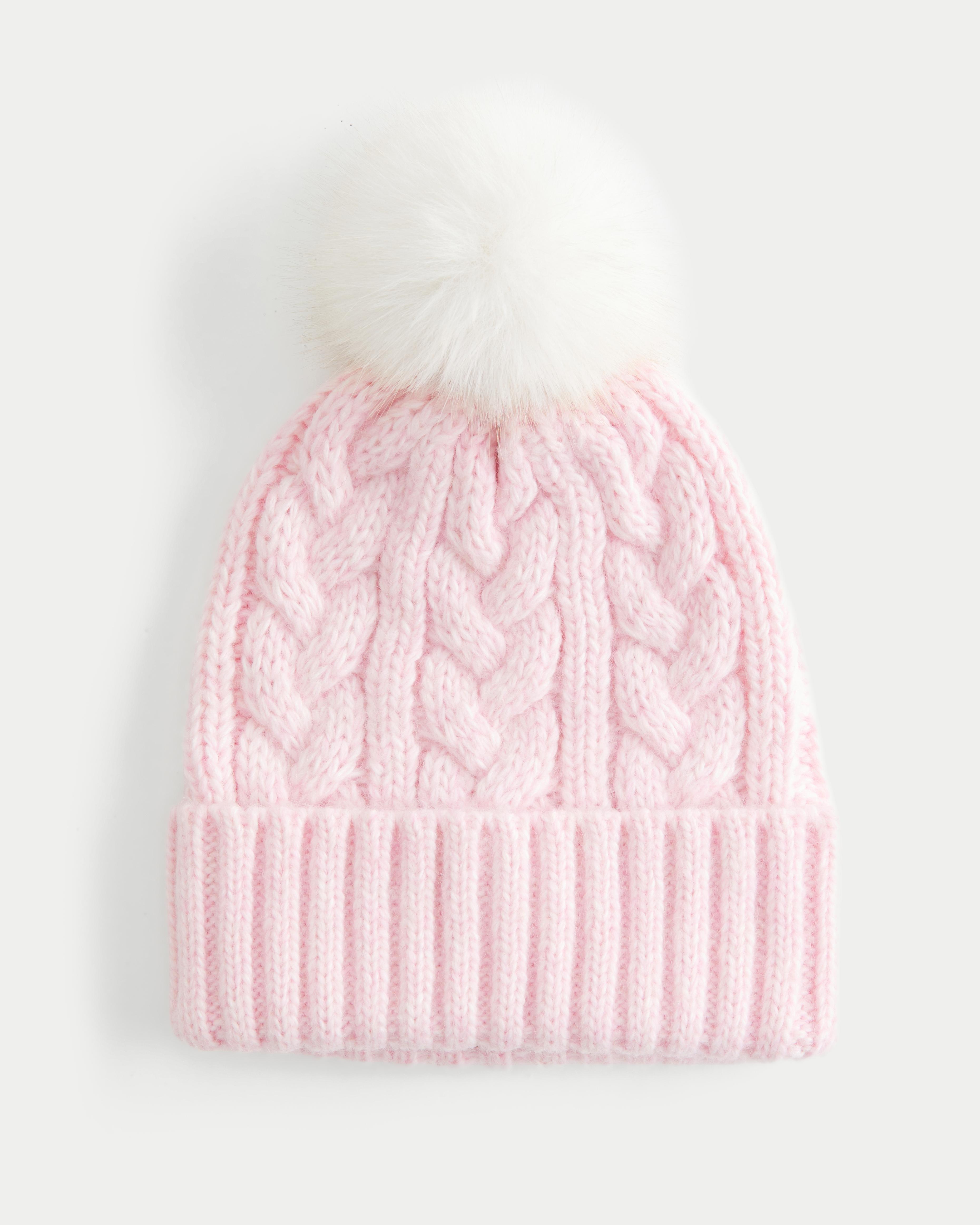 Hollister Cable-knit Pom Pom Beanie in Pink Lyst UK