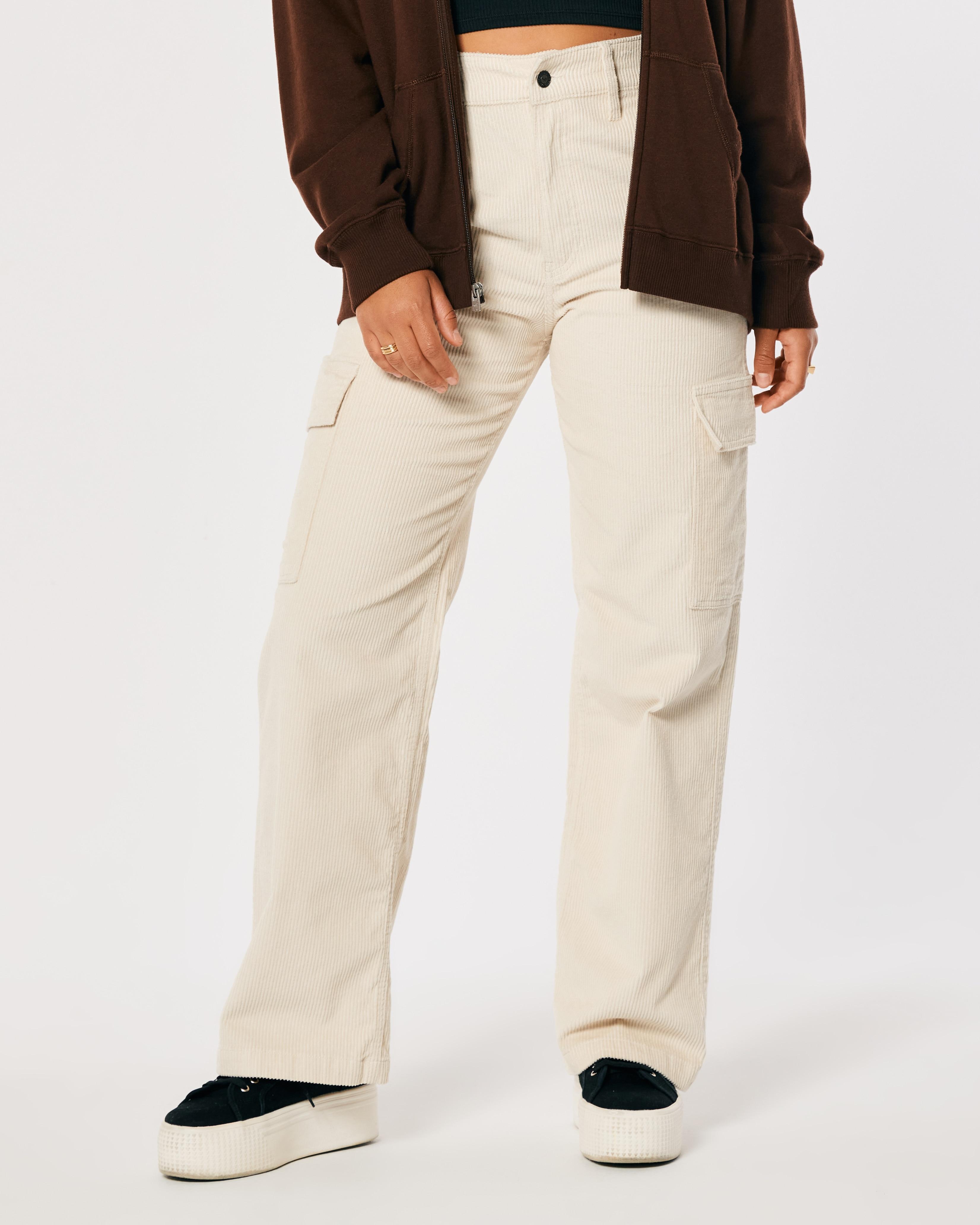 Hollister Ultra High-rise Corduroy Baggy Cargo Pants in Natural | Lyst UK