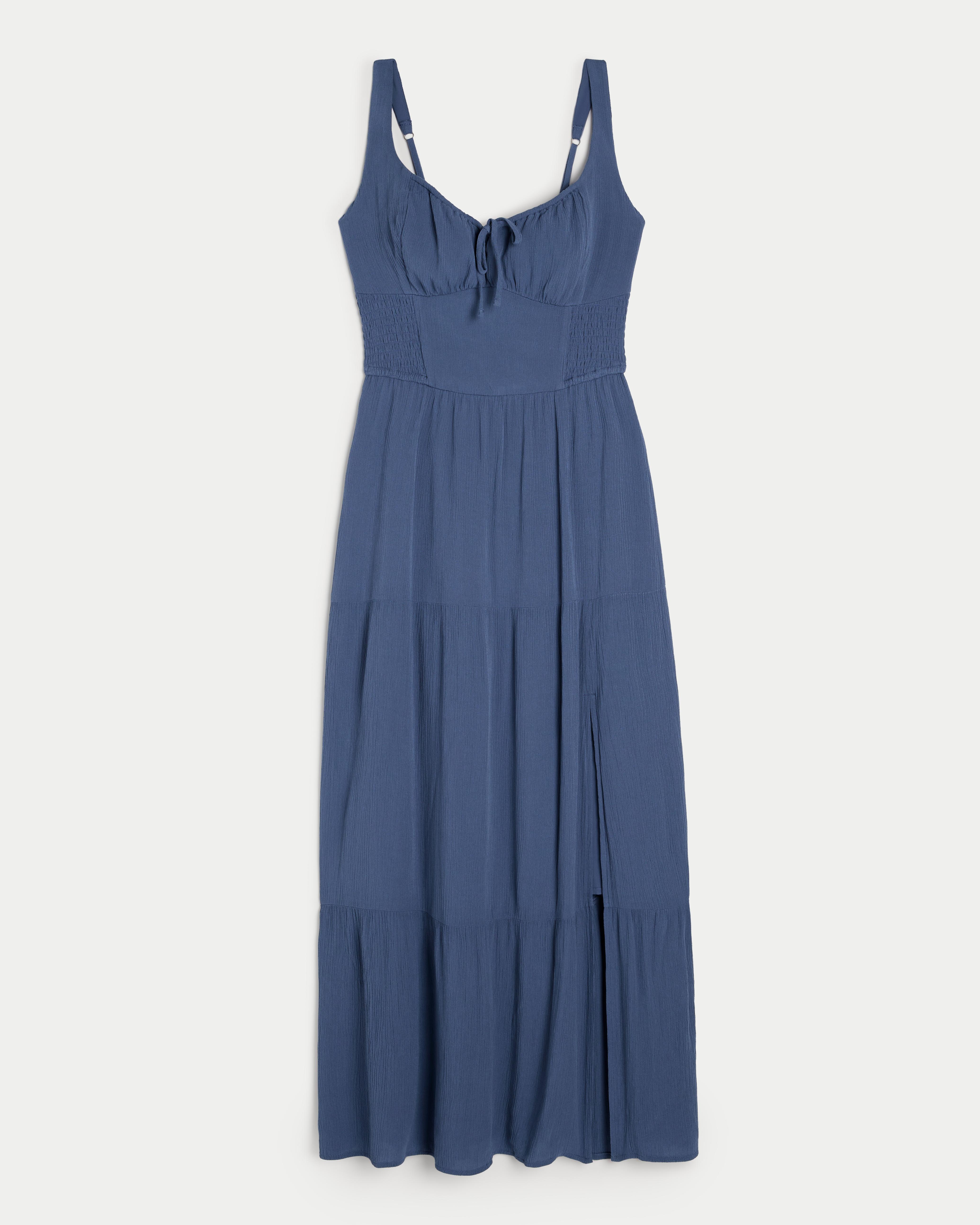 Hollister Hollister Sofia Side-smocked Maxi Dress in Blue | Lyst UK