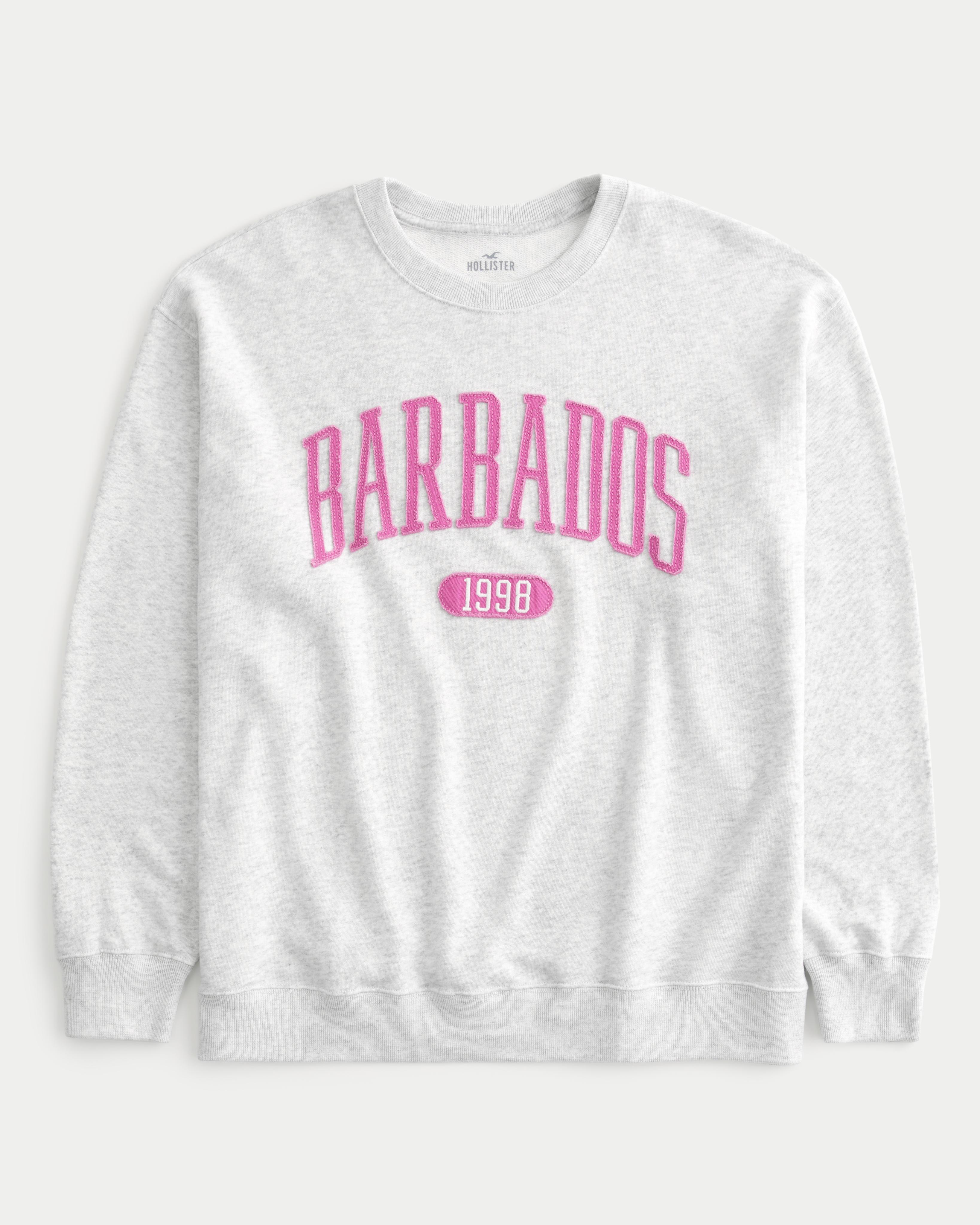 Hollister Oversized-Frottee-Sweatshirt mit Barbados-Grafik in Weiß