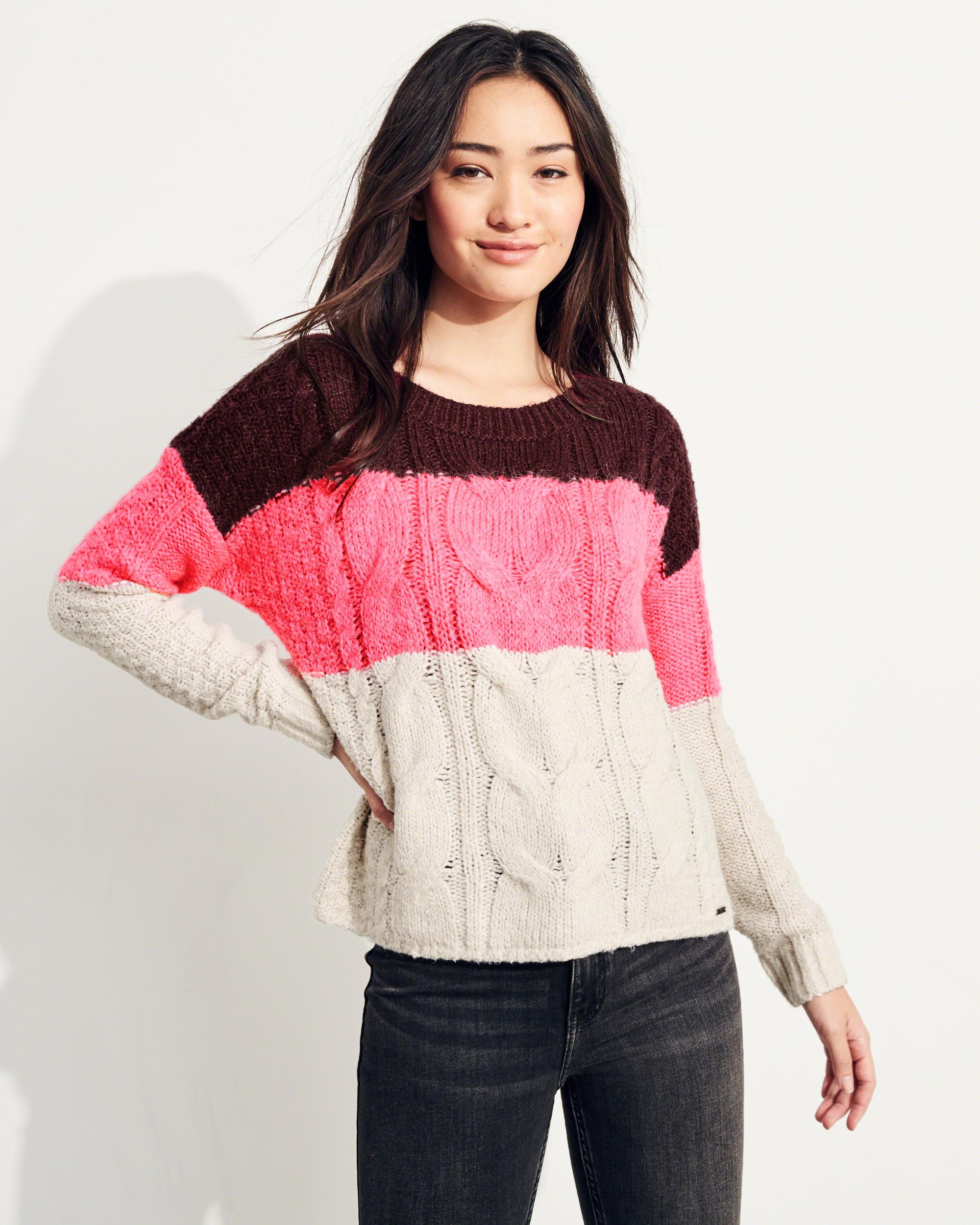 cable crewneck sweater hollister
