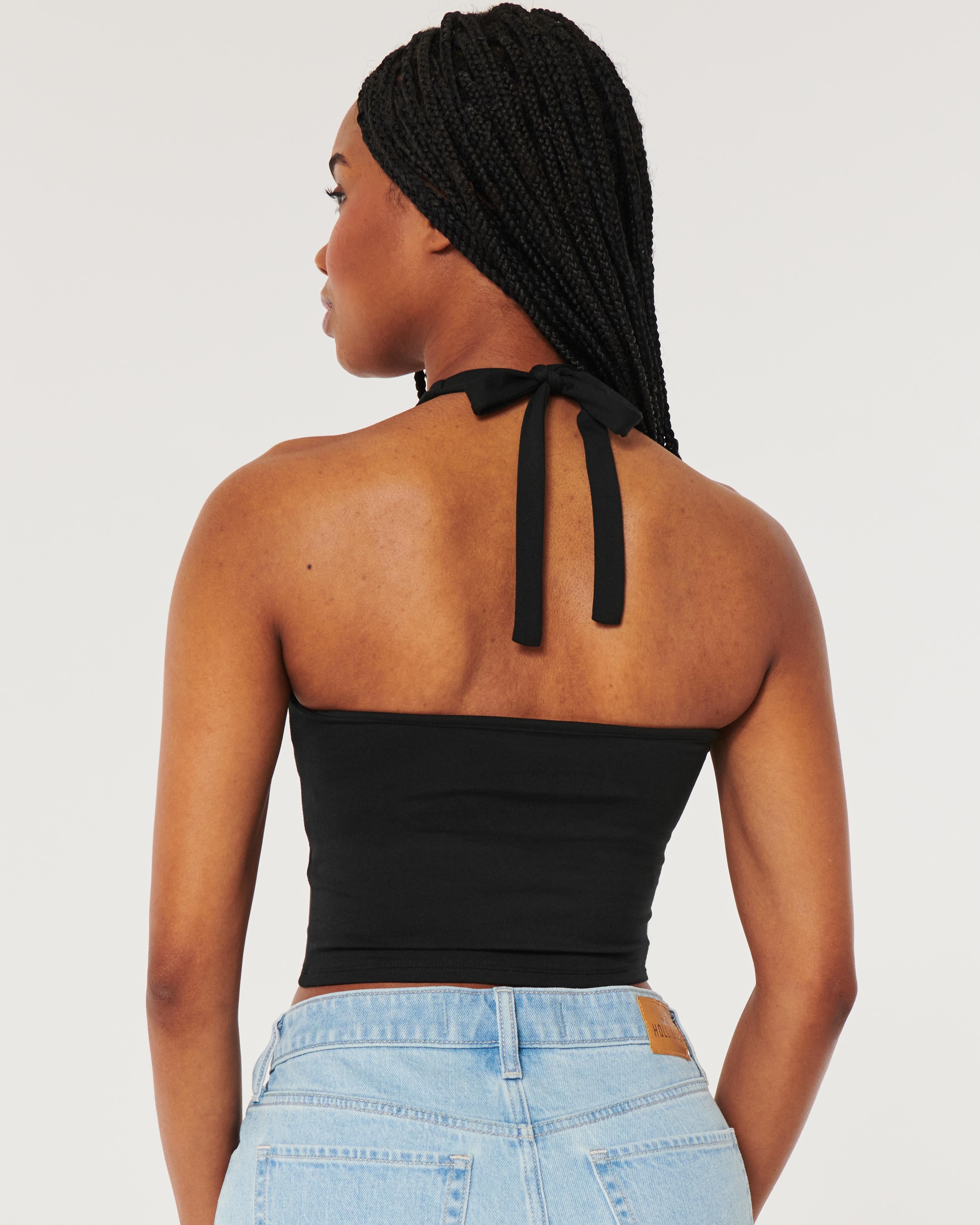 Hollister Soft Stretch Seamless Fabric Halter Top in Black Lyst UK