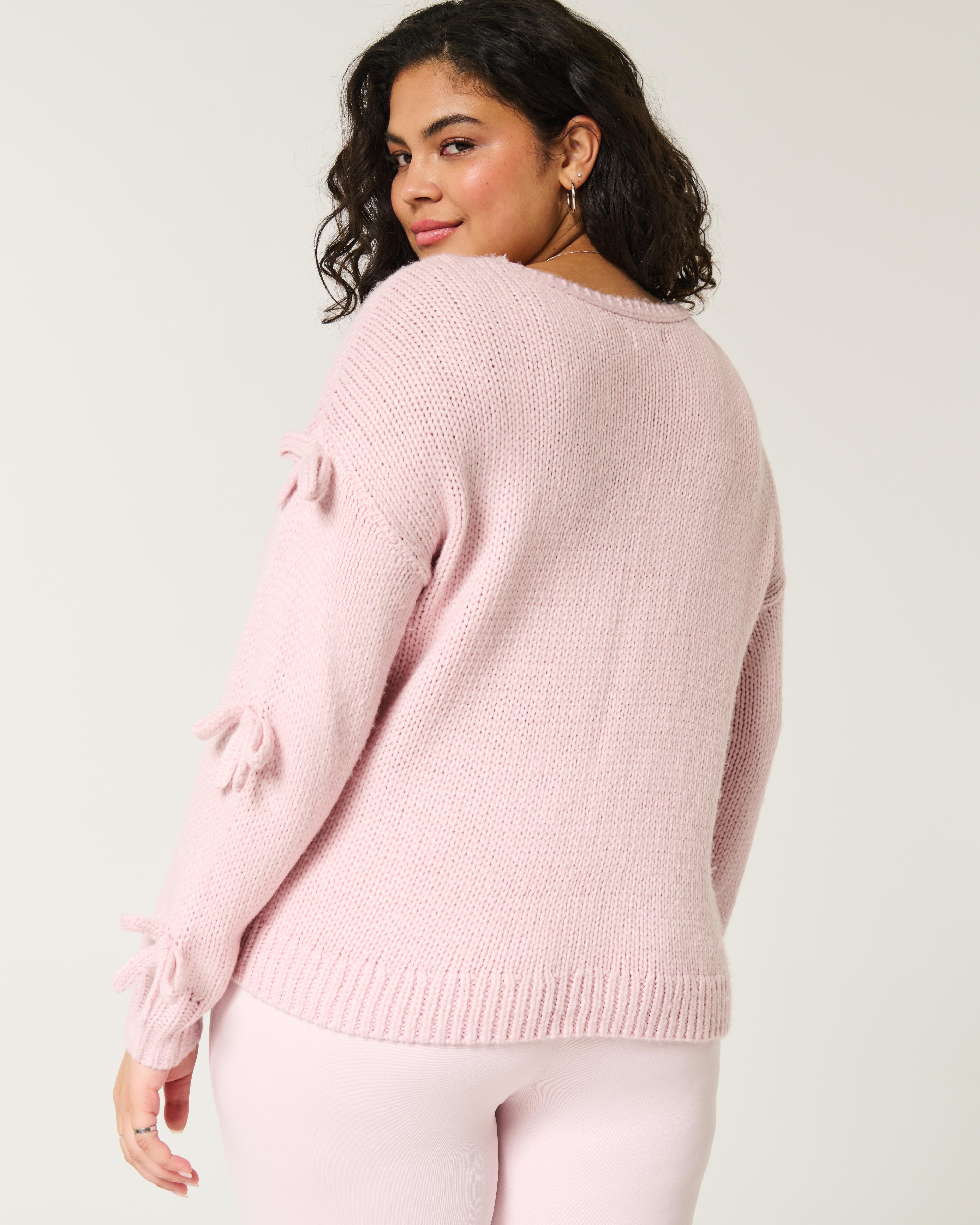 Hollister Off-the-shoulder Bow Applique Sweater in Pink Lyst UK