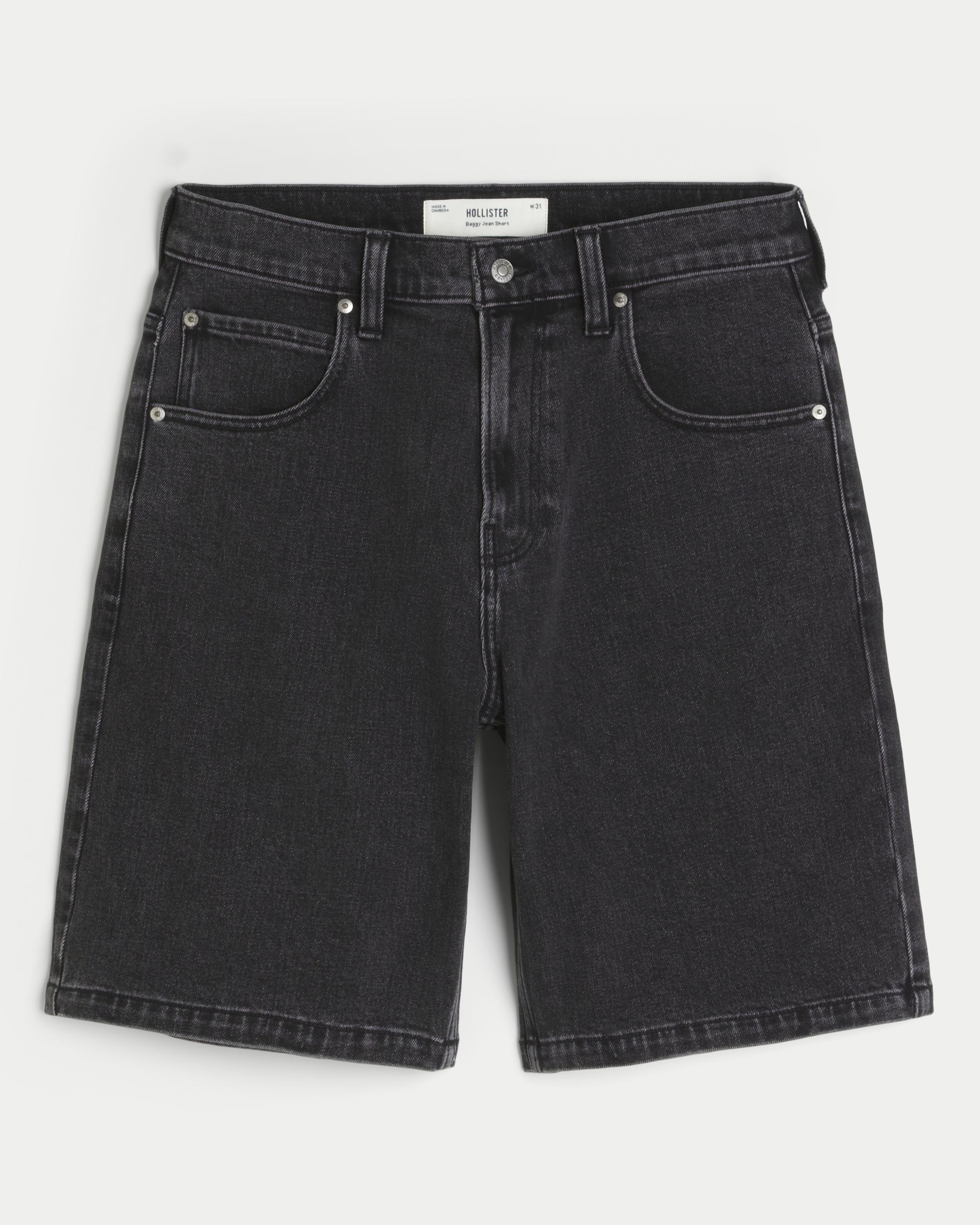 Hollister Washed Black Baggy Denim Shorts for Men Lyst UK