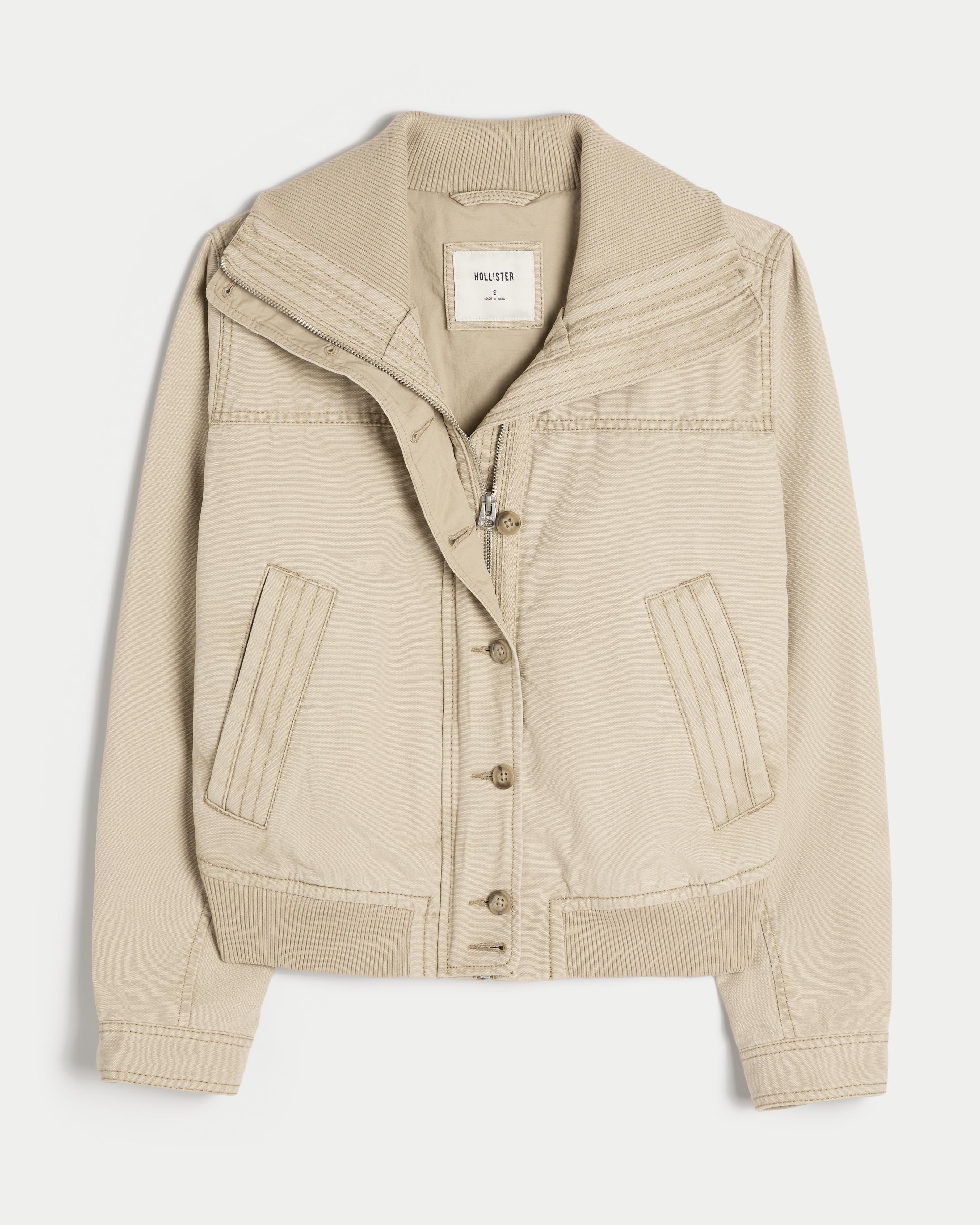 Hollister Classic Bomber Jacket in Natural Lyst UK