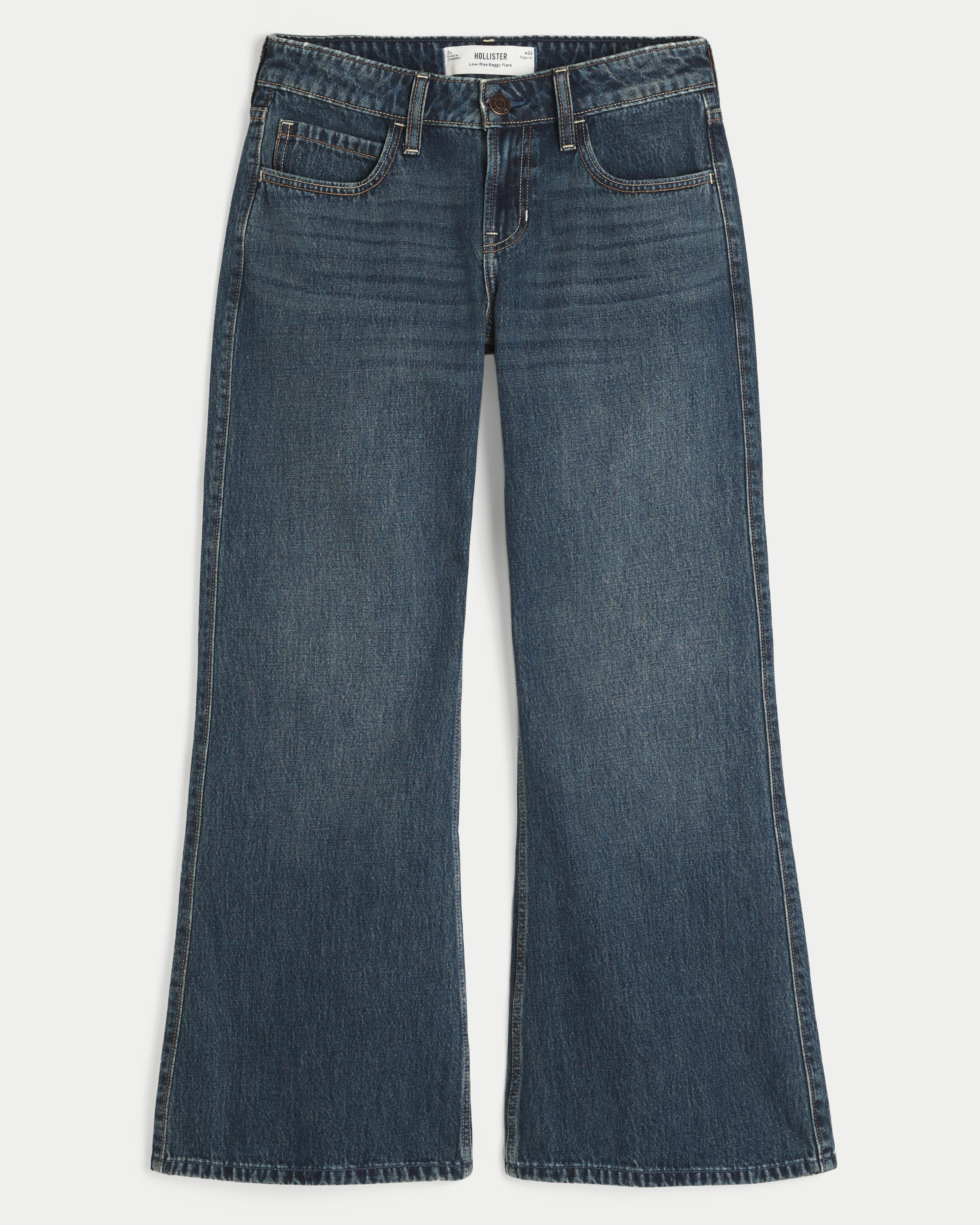 Hollister Low-rise Dark Wash Baggy Flare Jeans in Blue Lyst UK