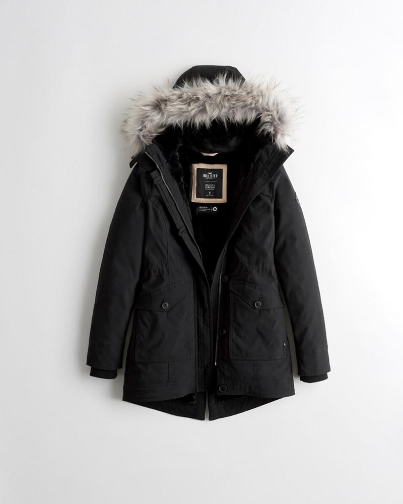 hollister black parka