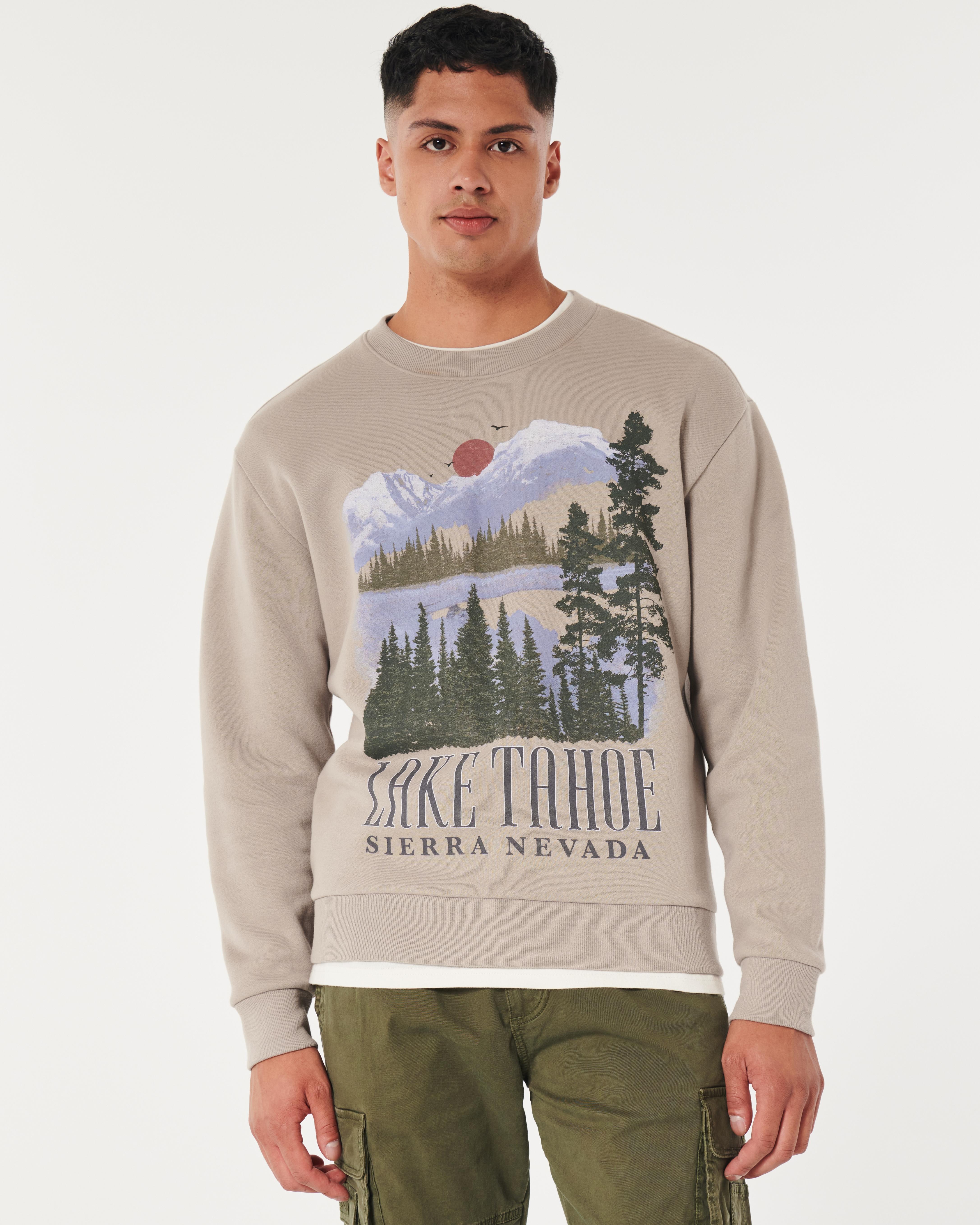 Hollister Lake Tahoe Graphic Crew Sweatshirt in Grey for Men Lyst UK