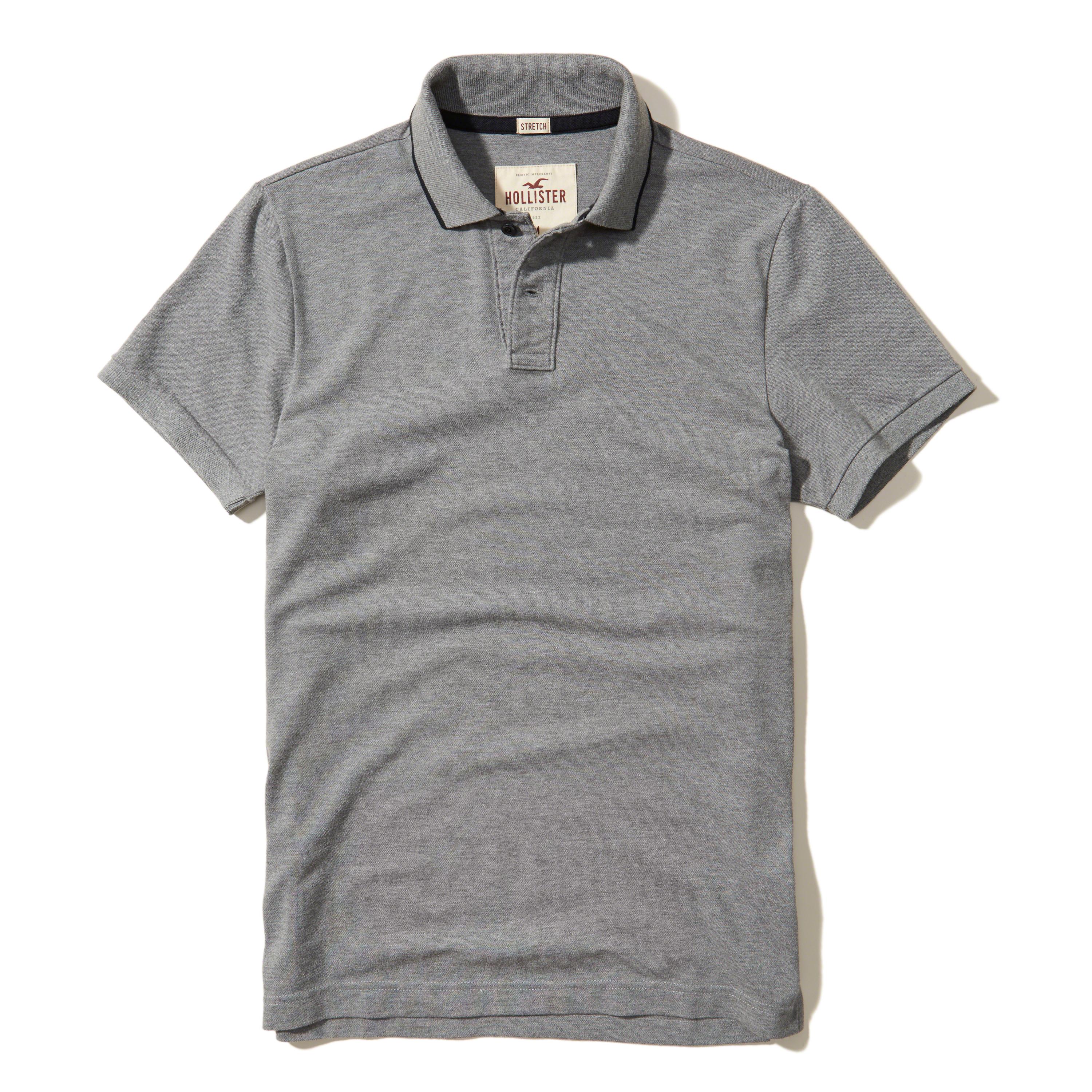 Lyst Hollister Tipped Stretch Pique Polo in Gray for Men
