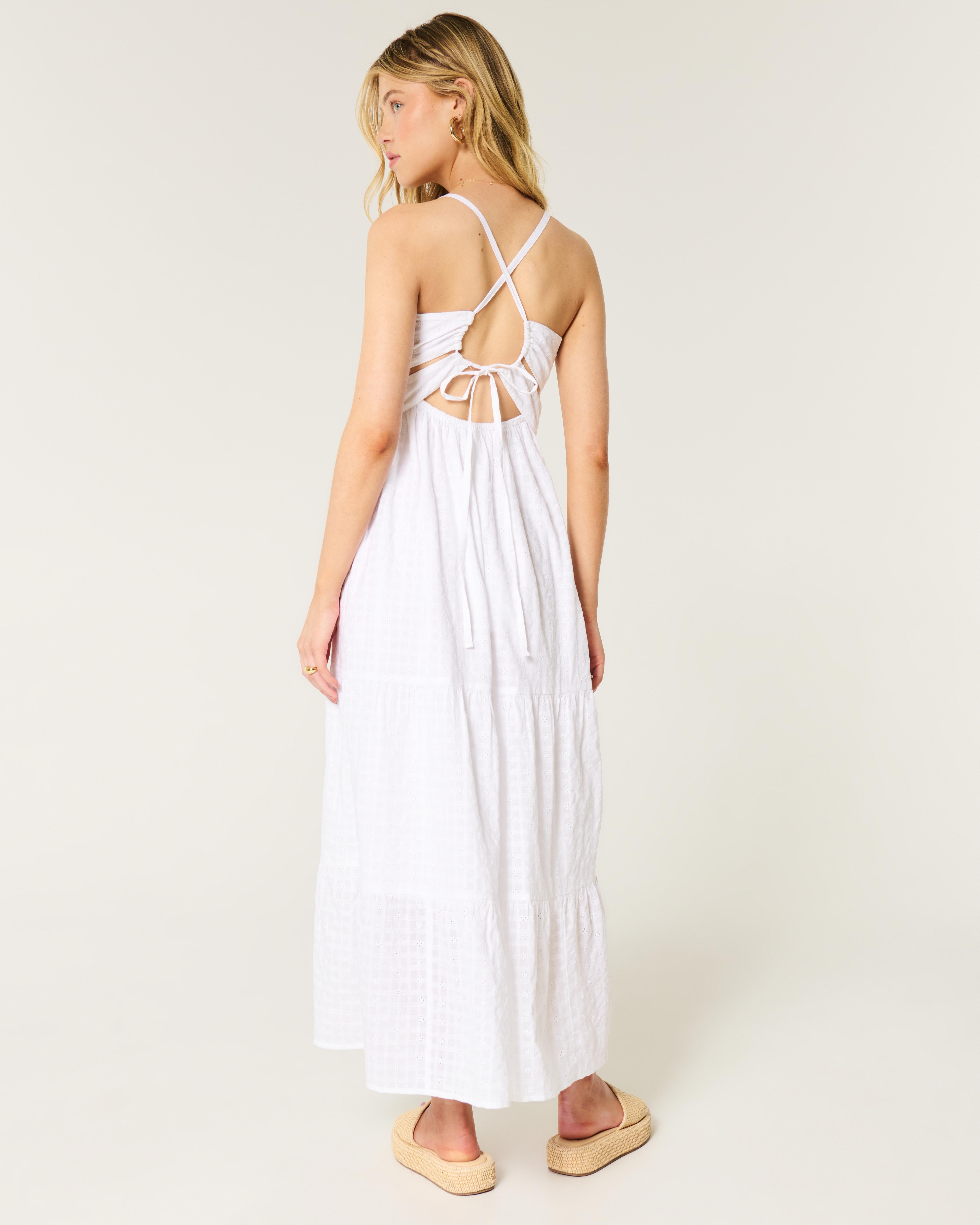 strapless open back dress Off White Lace Maxi Dress with Open Back and Frayed Hem| Maxi Dresses –  Saved by the Dress main image 1