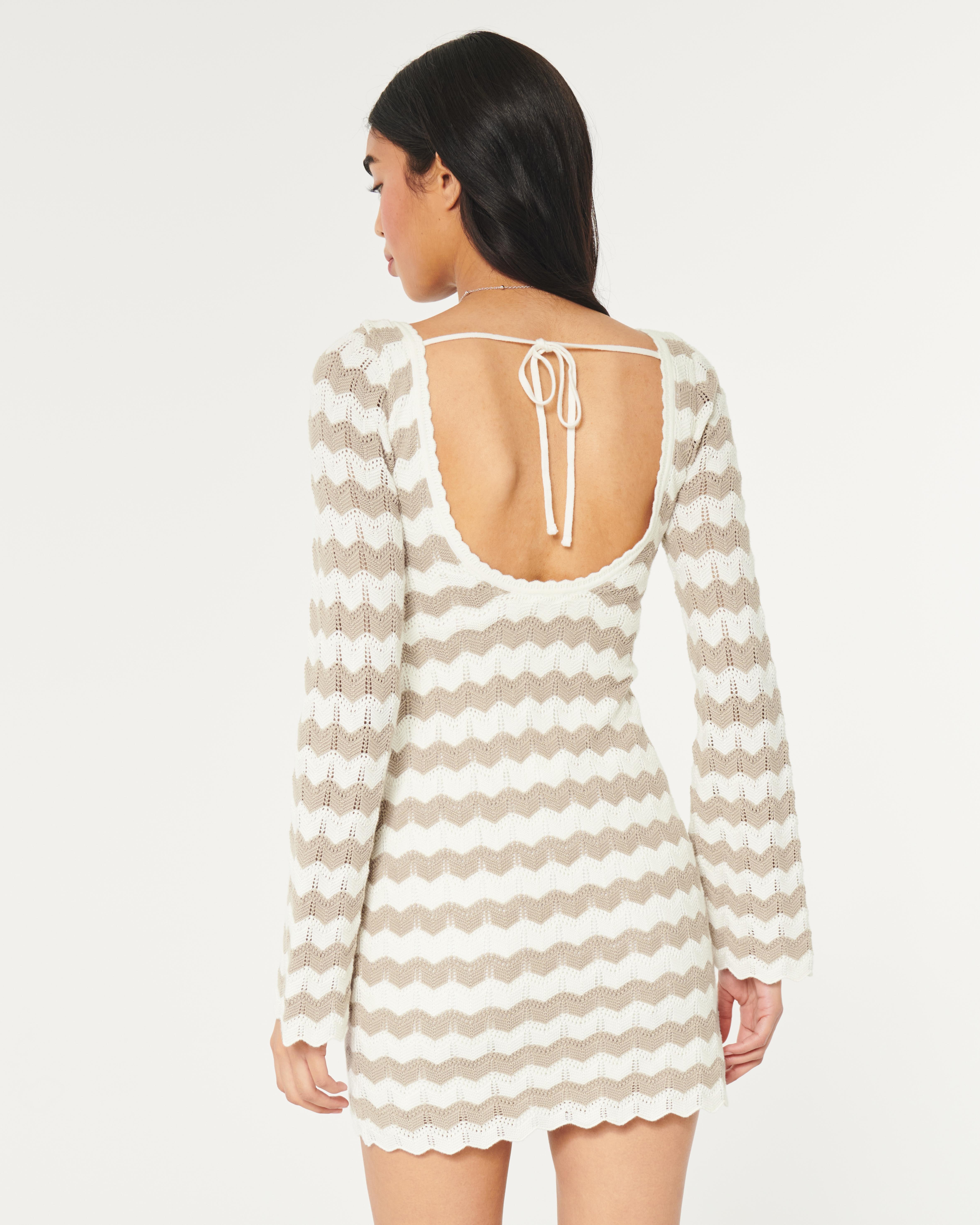 Hollister Long-sleeve Crochet Dress in White | Lyst UK