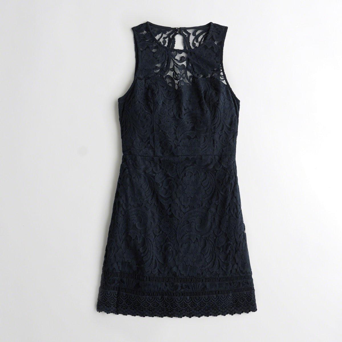 hollister navy lace dress
