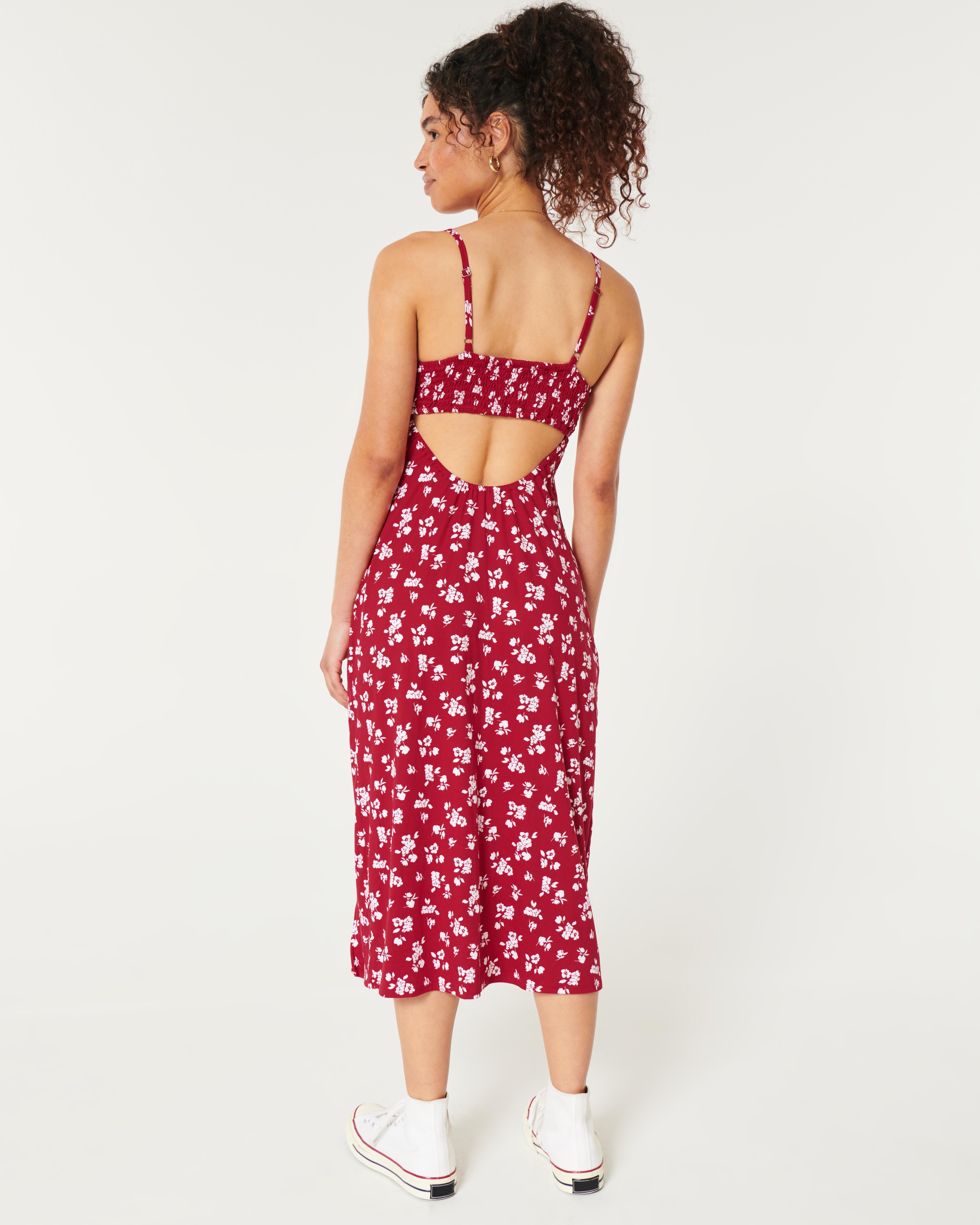 Hollister Knit Open Back Midi Dress in Red Lyst UK