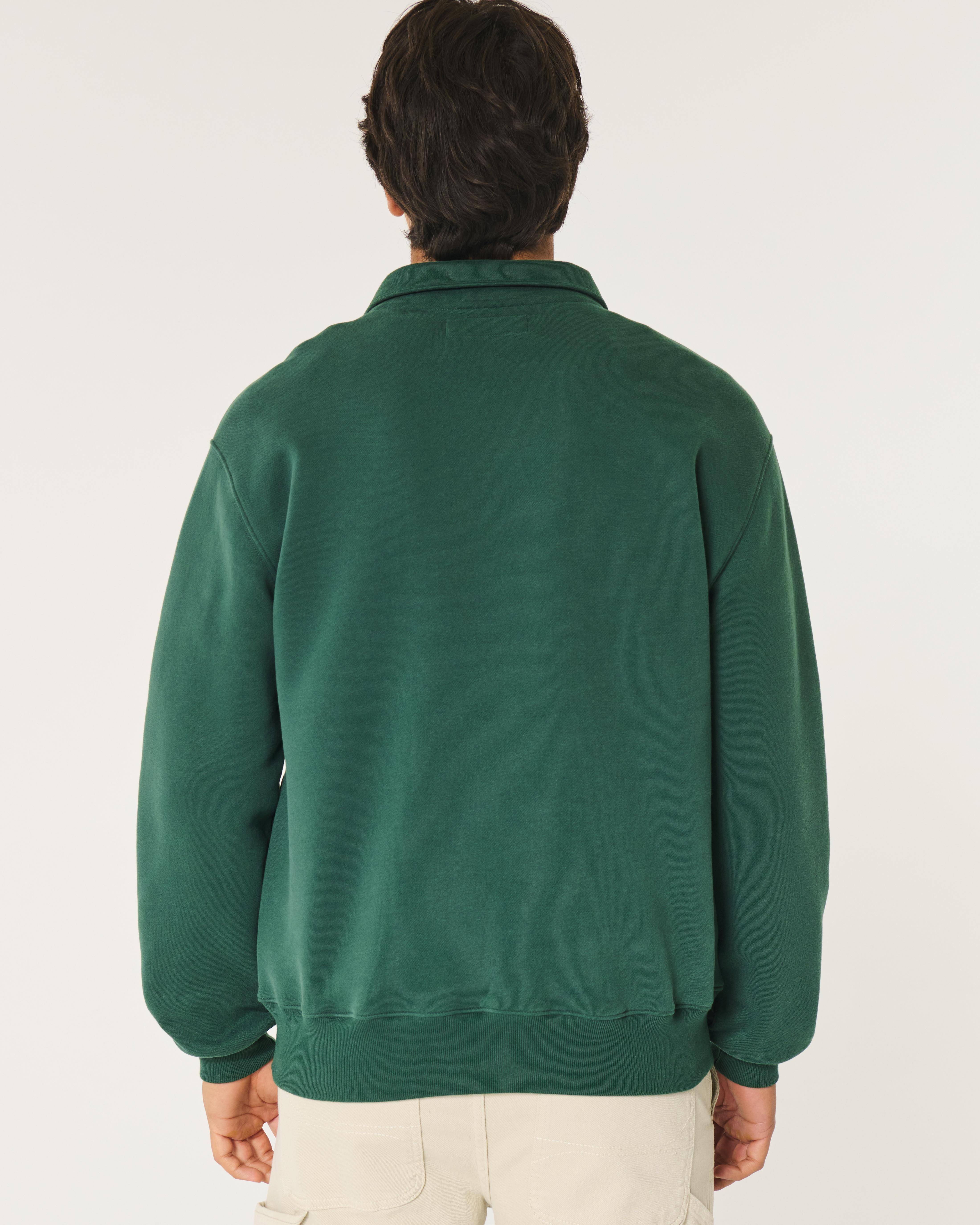 Hollister Relaxed Monte Carlo Graphic Half-zip Sweatshirt in Green