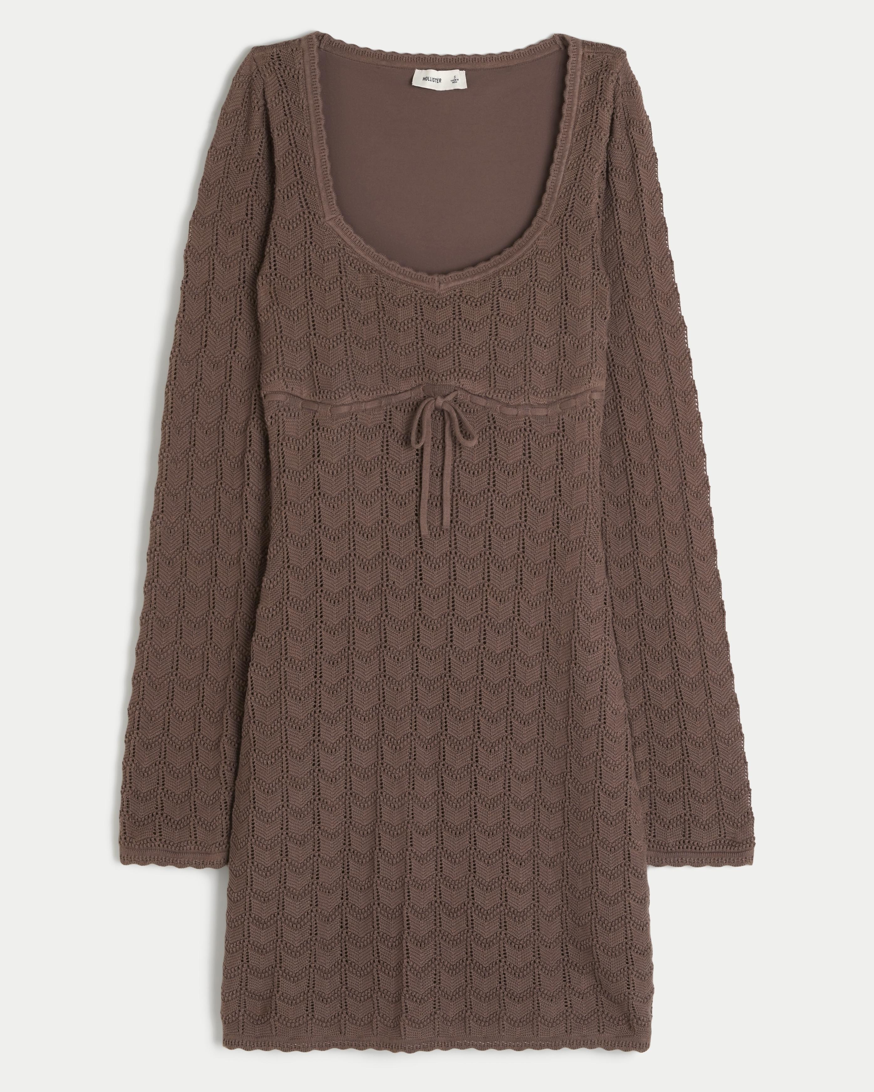 hollister brown dress Hollister V-neck A-line Mini Dress in Brown