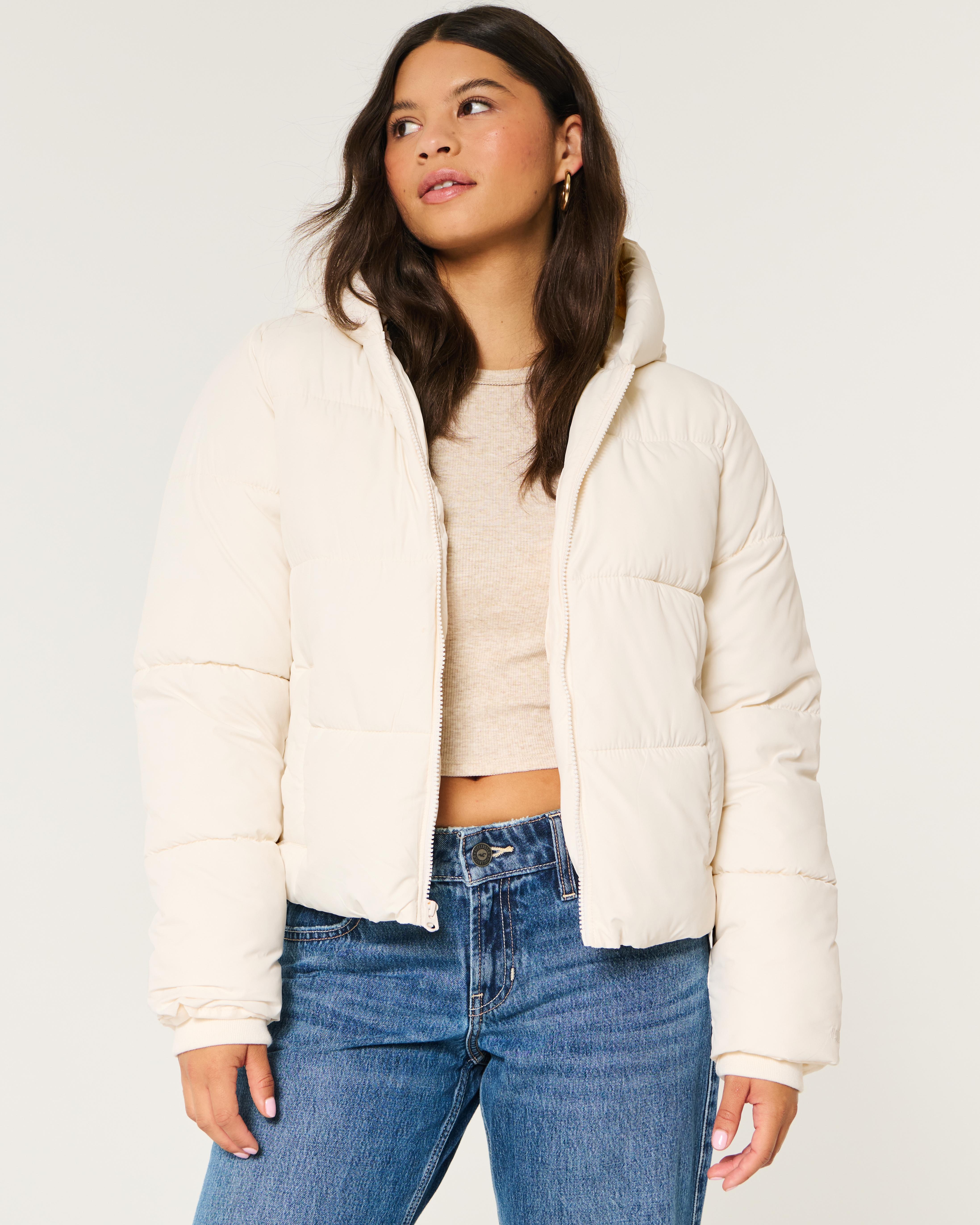Hollister Hooded Puffer Jacket in Natural Lyst UK