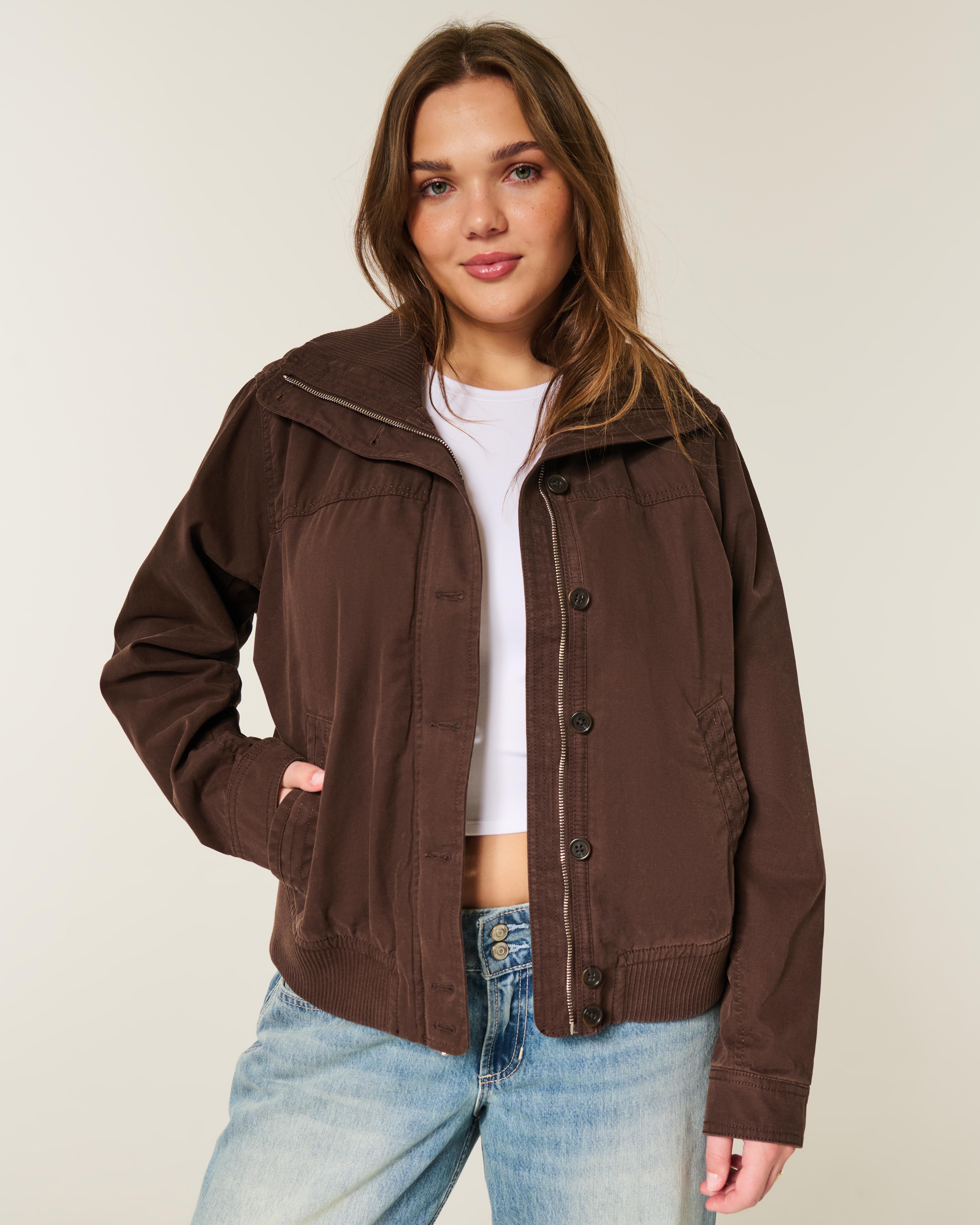 Hollister Bomber Jacket in Brown Lyst UK