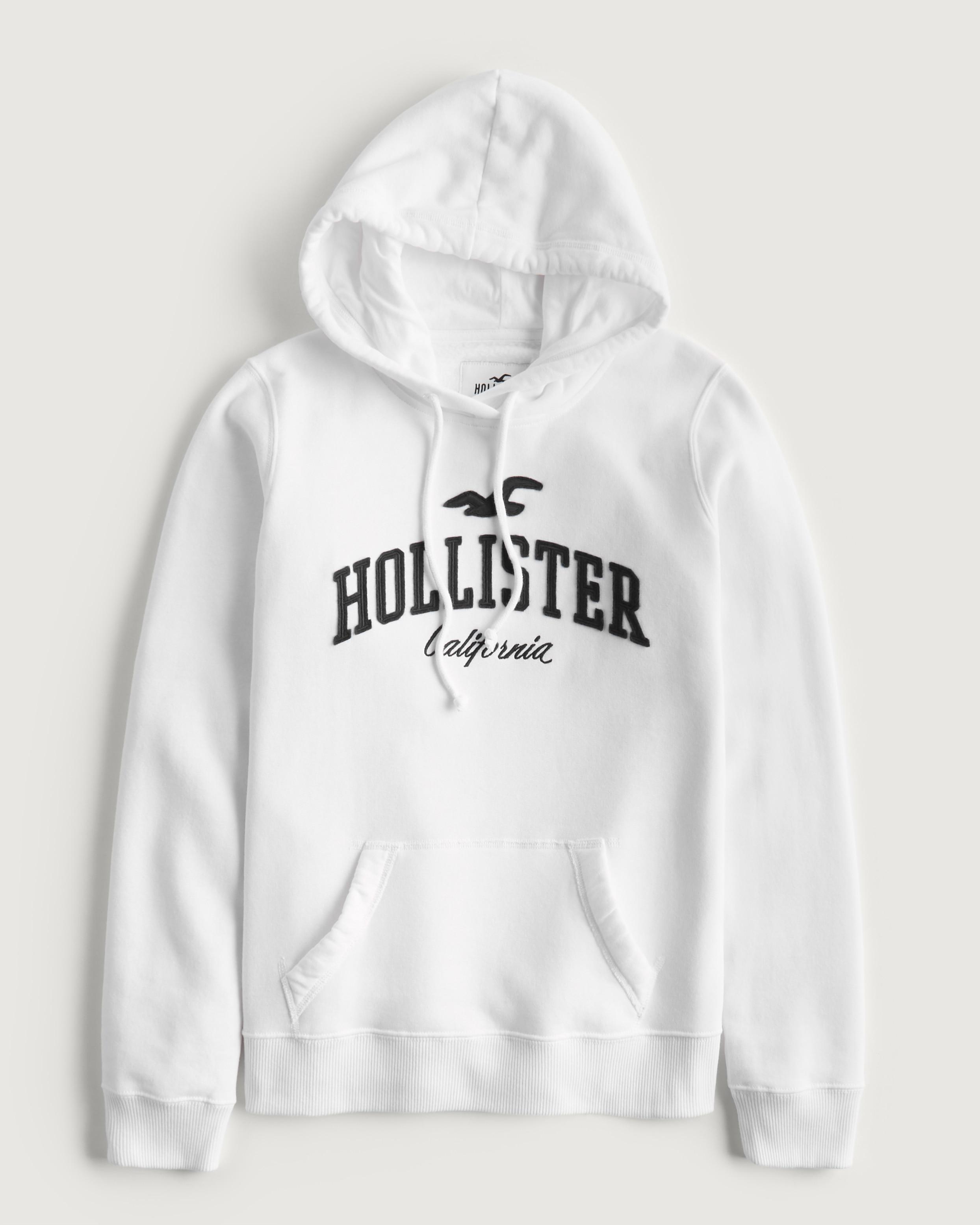 Hollister Easy Logo Graphic Hoodie in White | Lyst UK