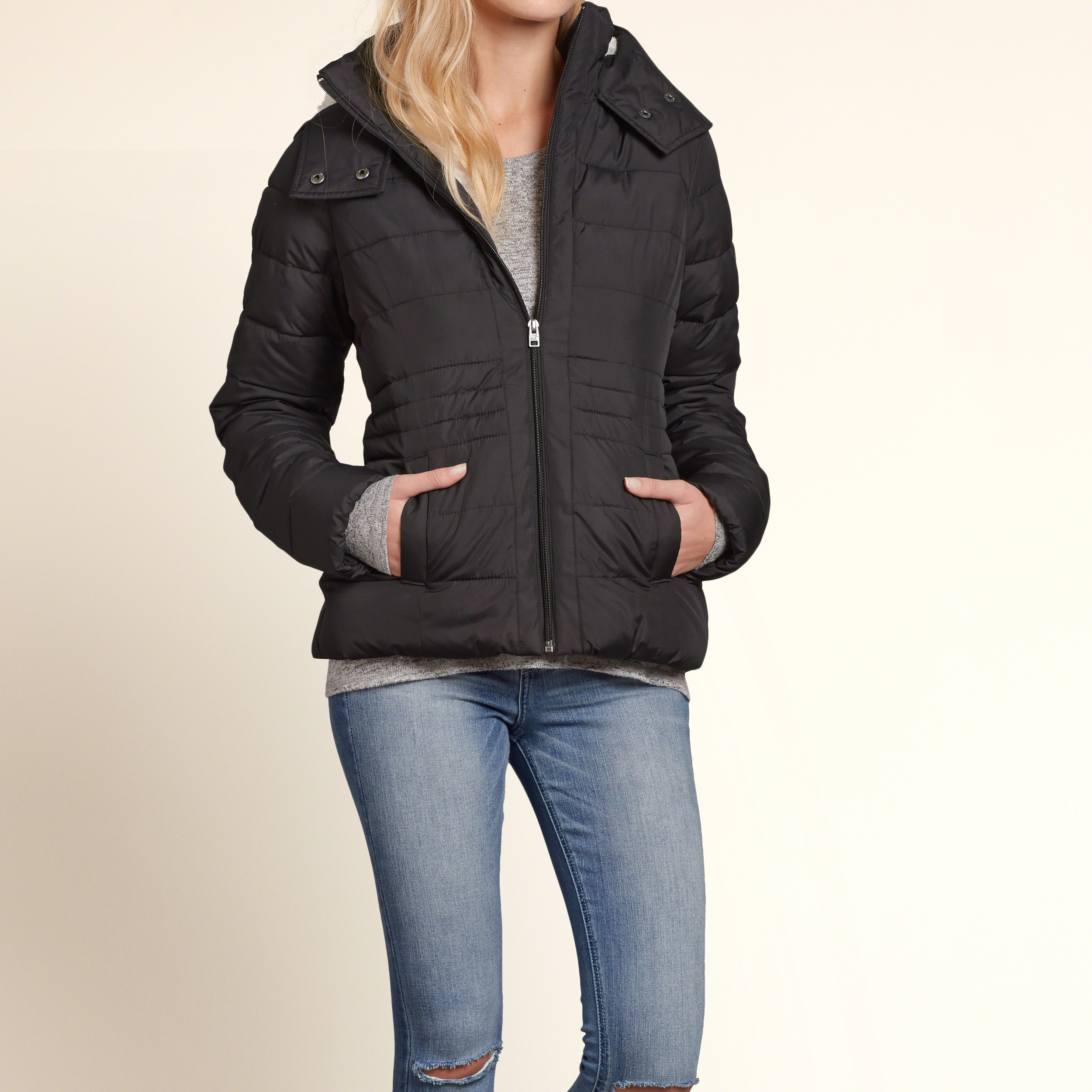 hollister sherpa lined puffer jacket