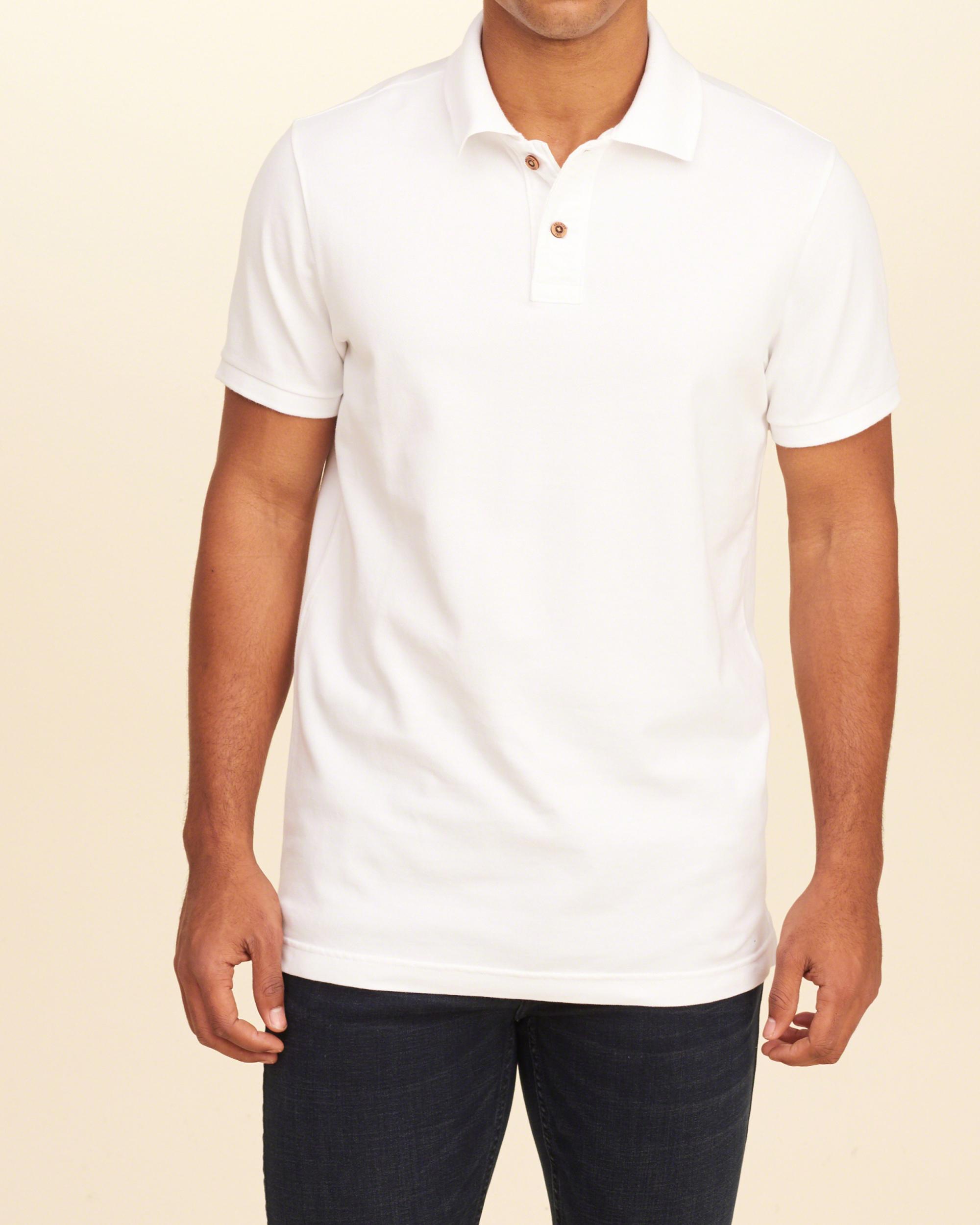 Lyst - Hollister Stretch Pique Polo in White for Men
