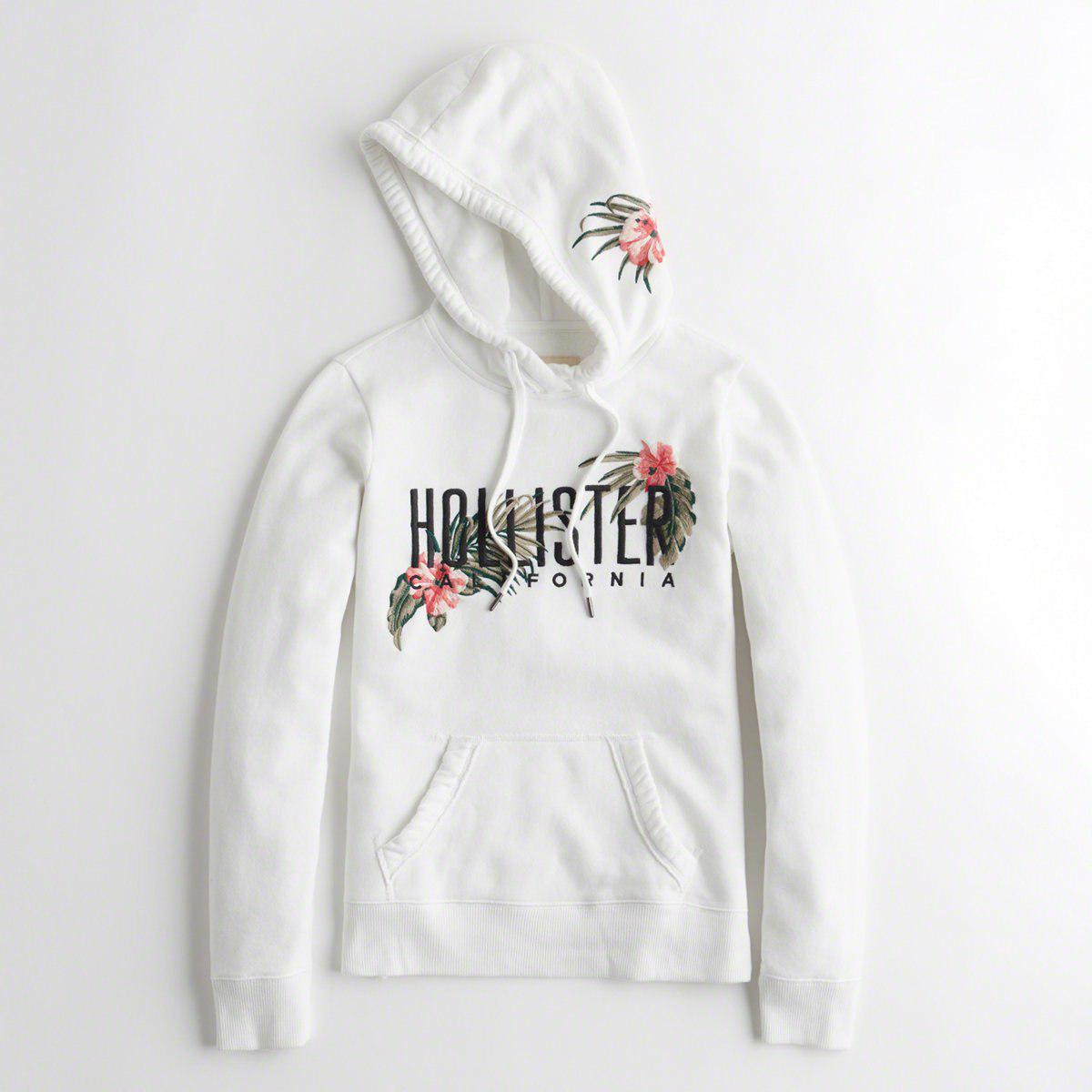 Hollister Fleece Girls Embroidered Logo Graphic Hoodie From ...