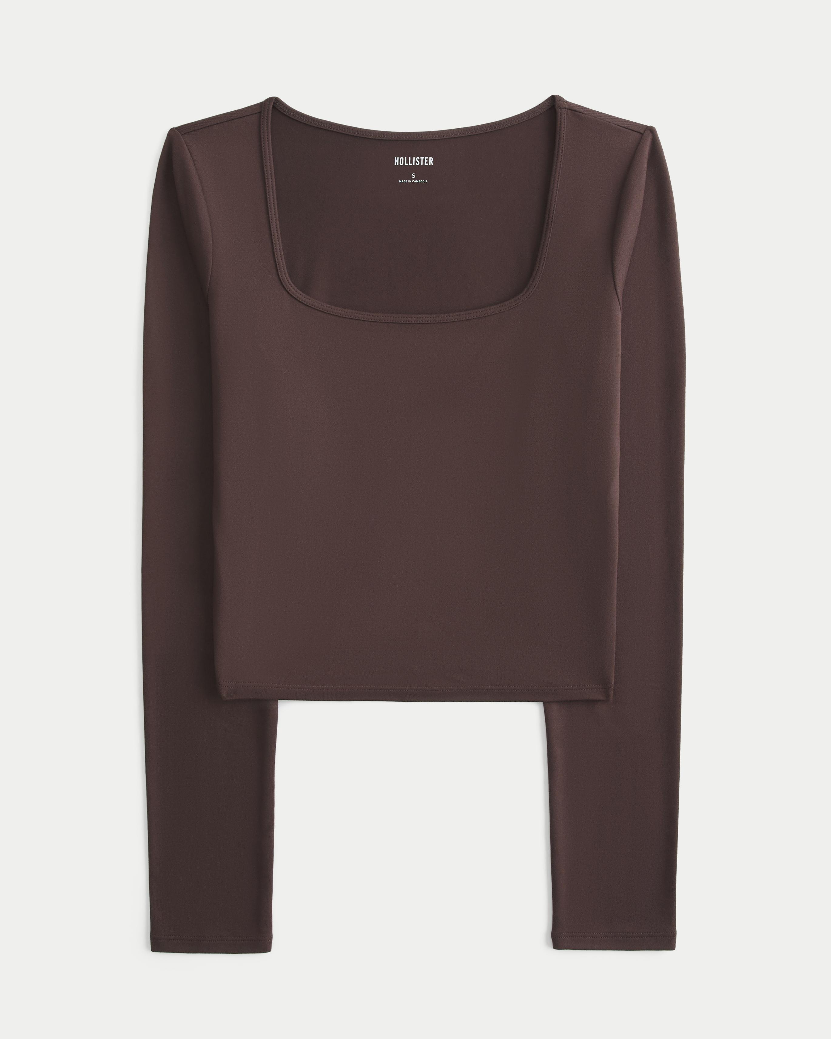 Hollister Soft Stretch Seamless Fabric Square-neck Top in Brown