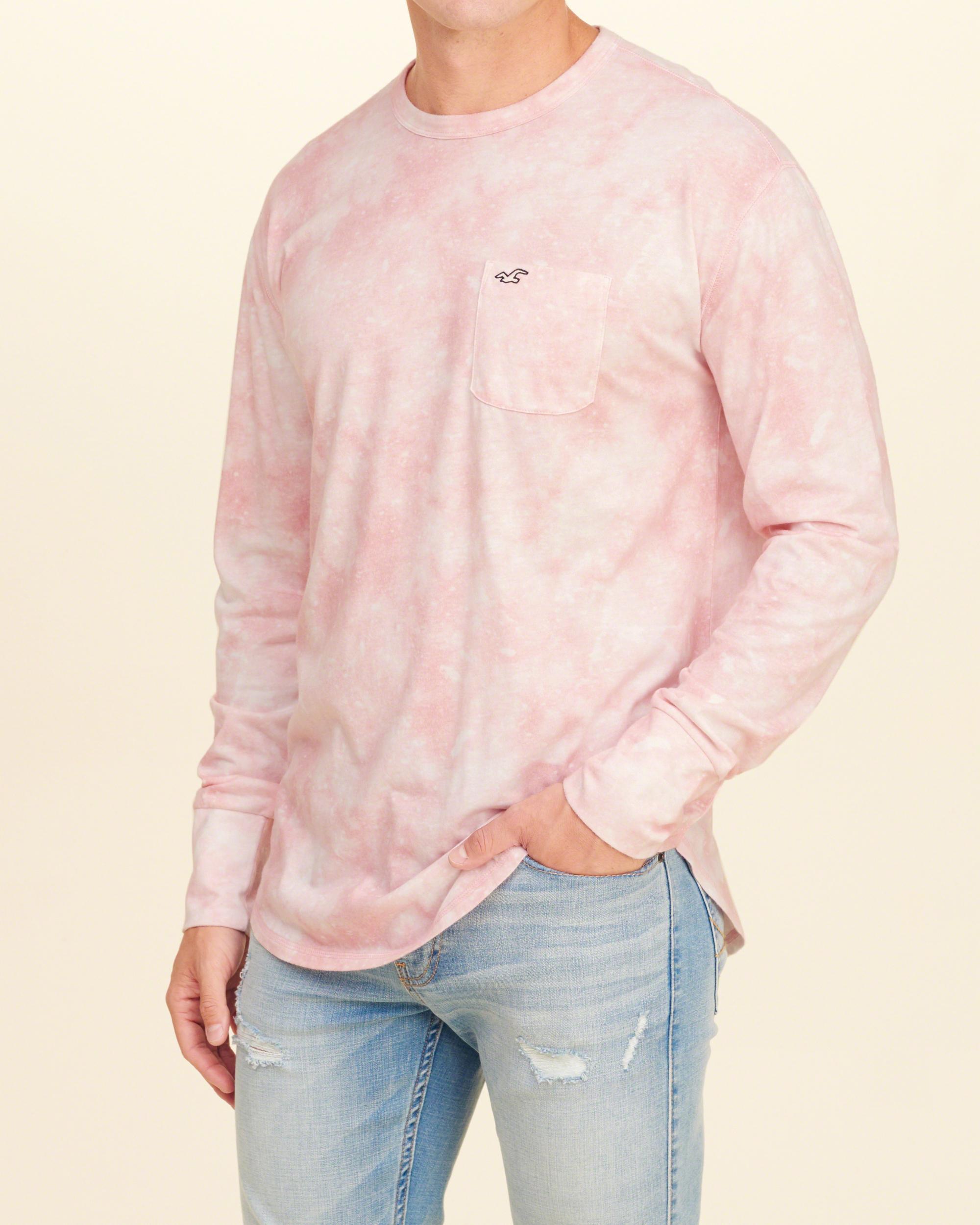 Lyst Hollister Musthave Longsleeve Crewneck Tshirt in Pink for Men
