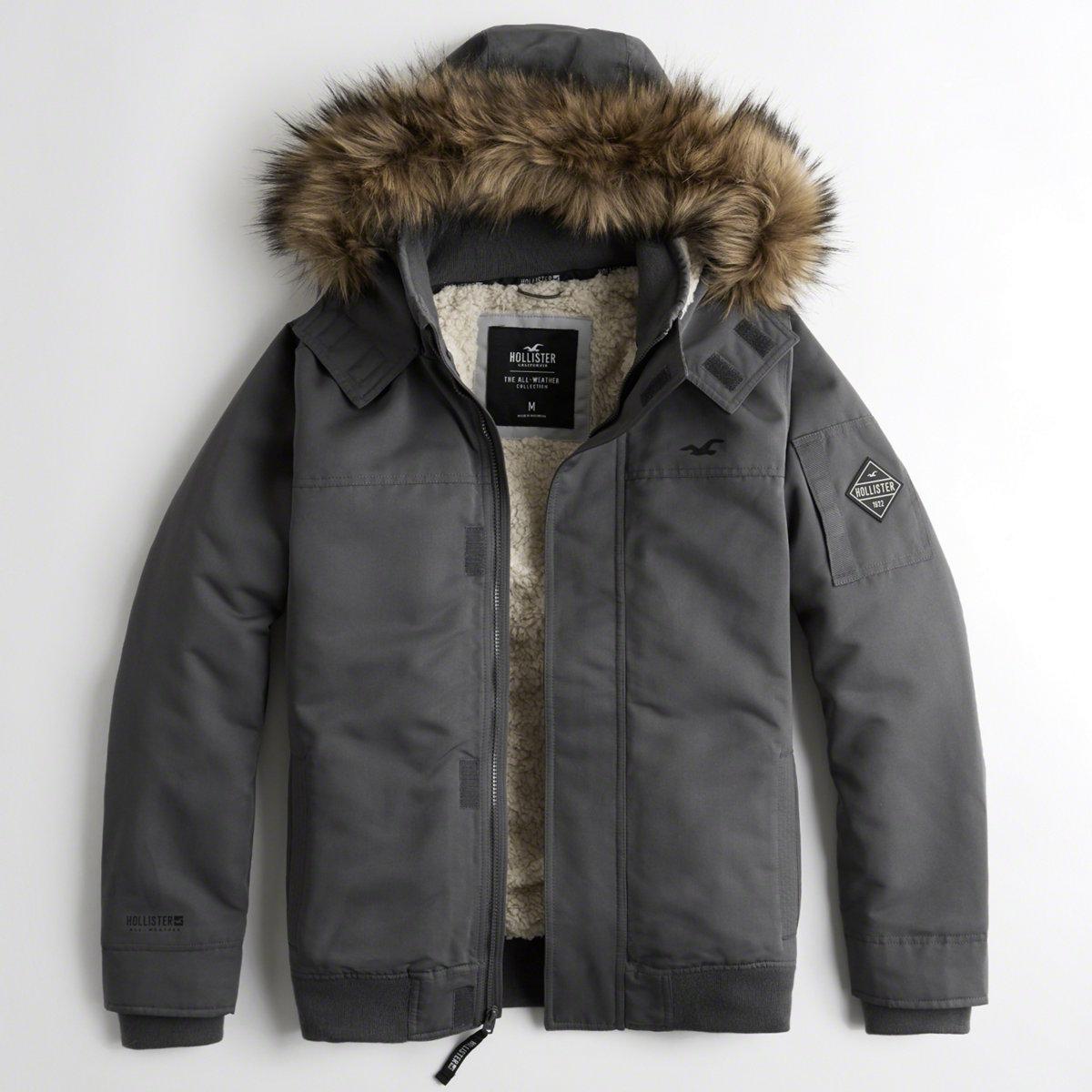 Hollister Sherpa Lined Bomber Jacket 