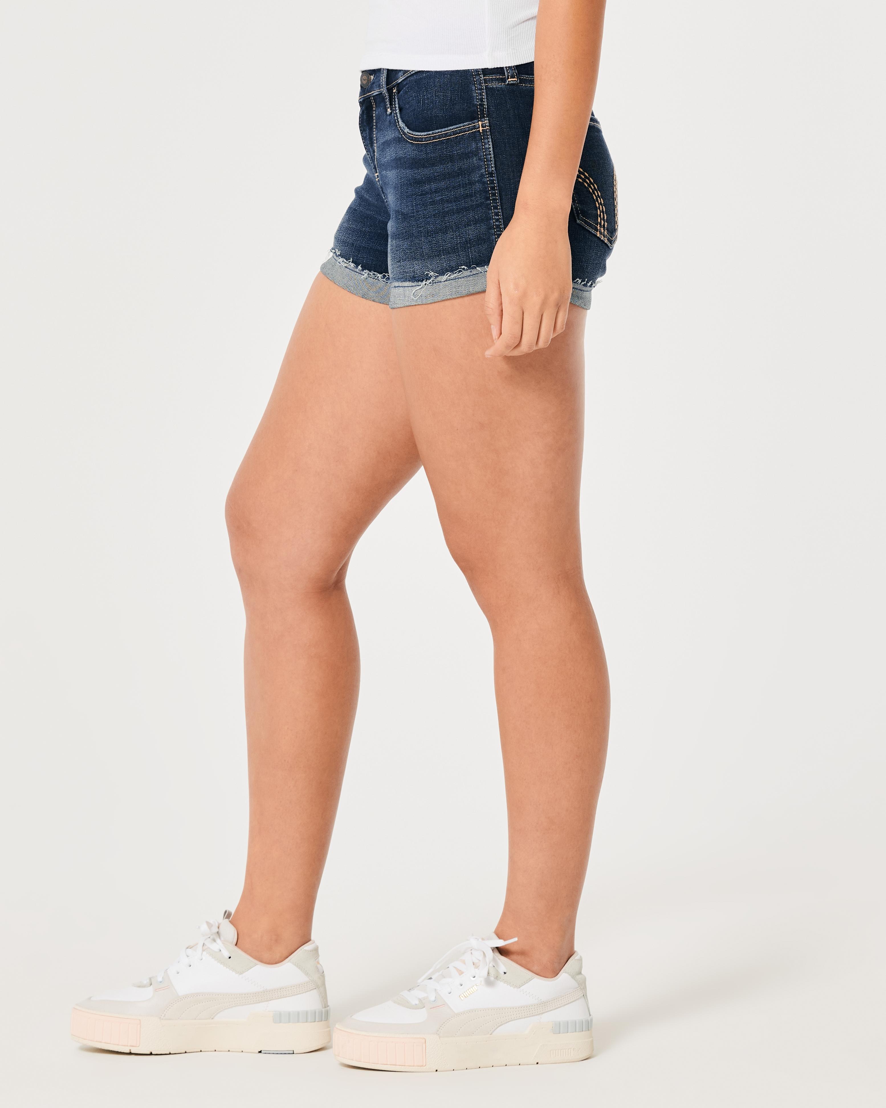 Hollister Curvy Low rise Dark Wash Denim Shorts 3 in Blue Lyst UK