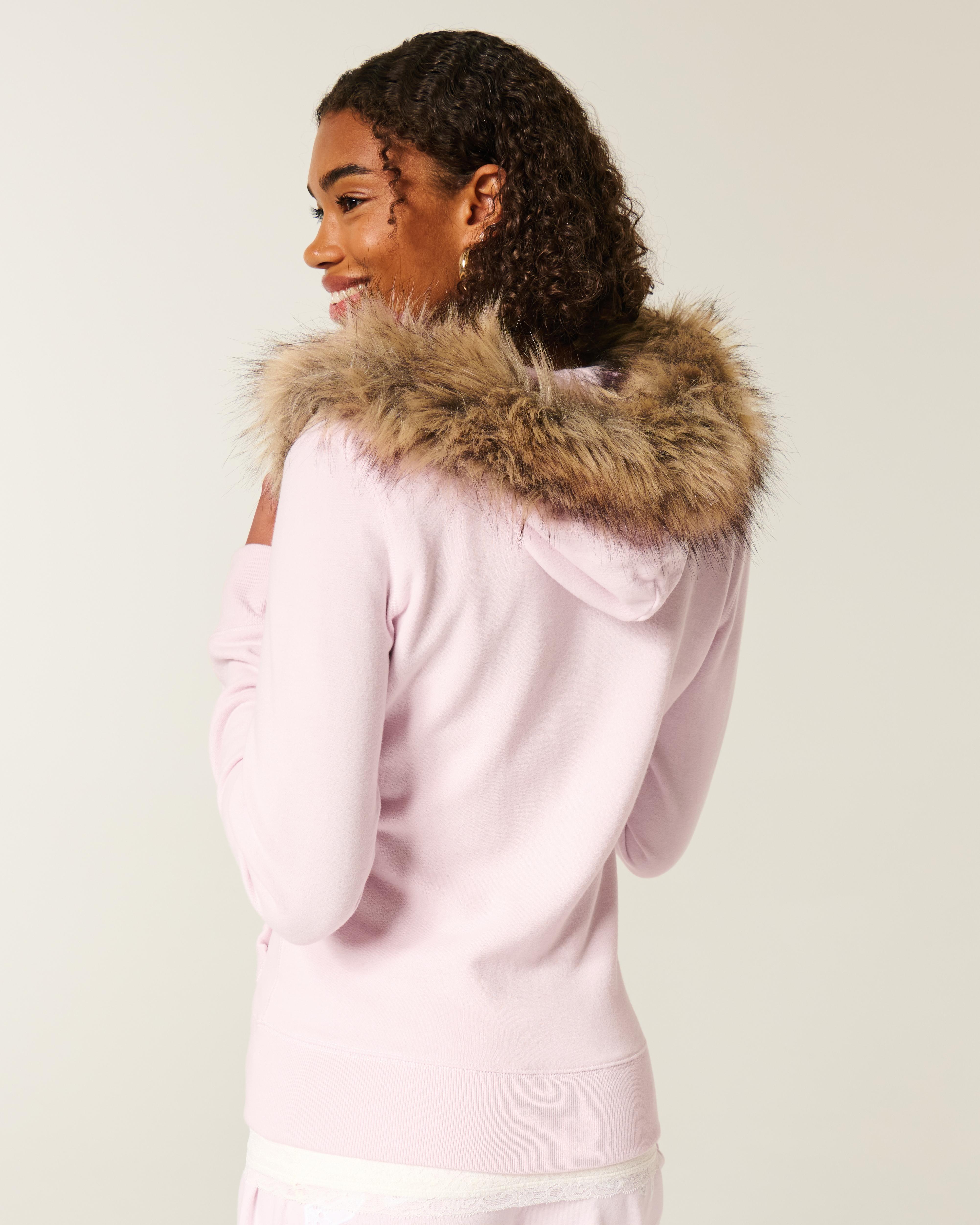 HER LIP TO Faux Fur Hoodie Duffle Coat Faux Fur Hoodie