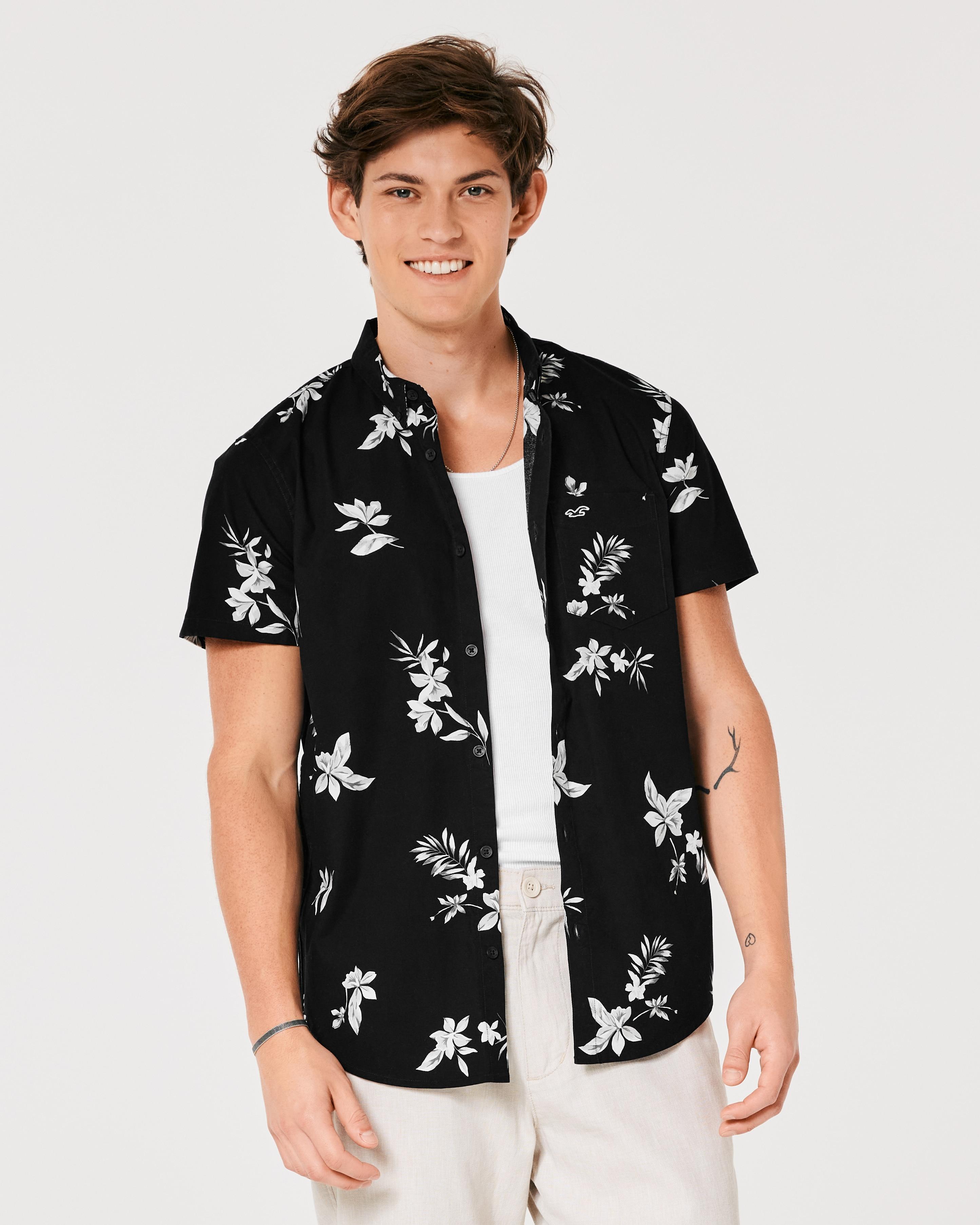 Hollister Hawaiian Shirts ZCFZJW Mens Casual Graphic Hawaiian