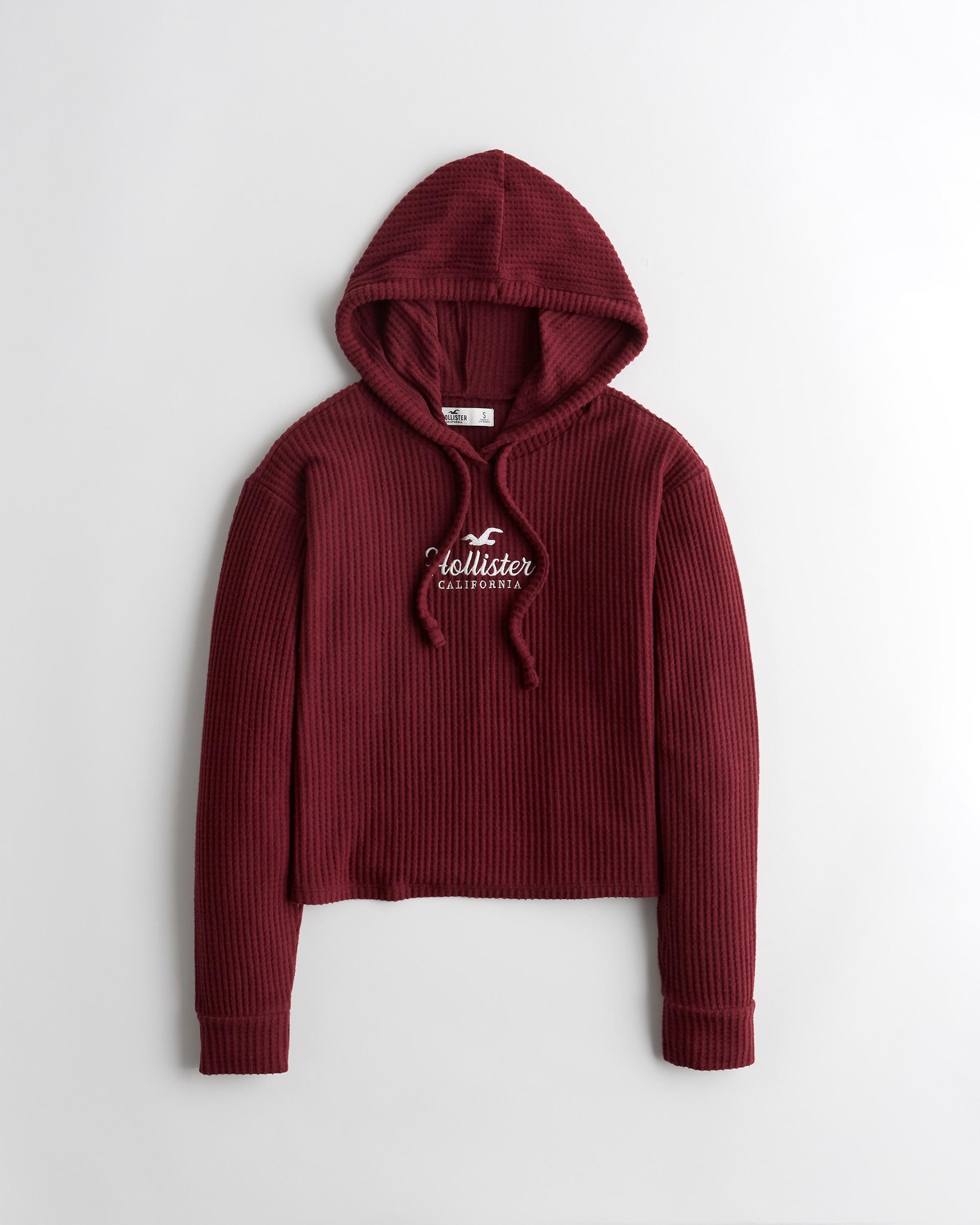 Cozy waffle hooded graphic tee Clearance