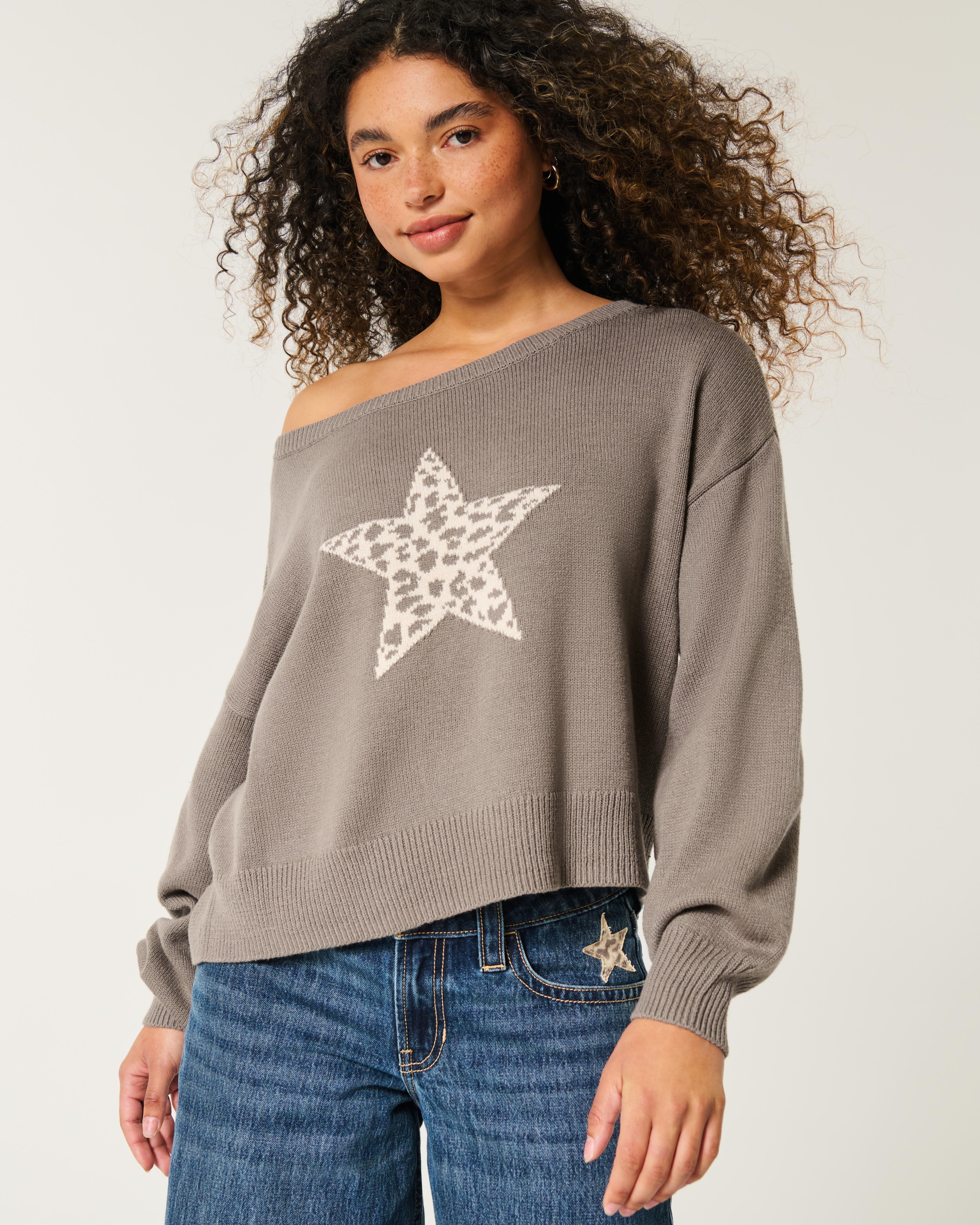 Hollister Star Off The Shoulder Sweater Hollister Easy Off-the