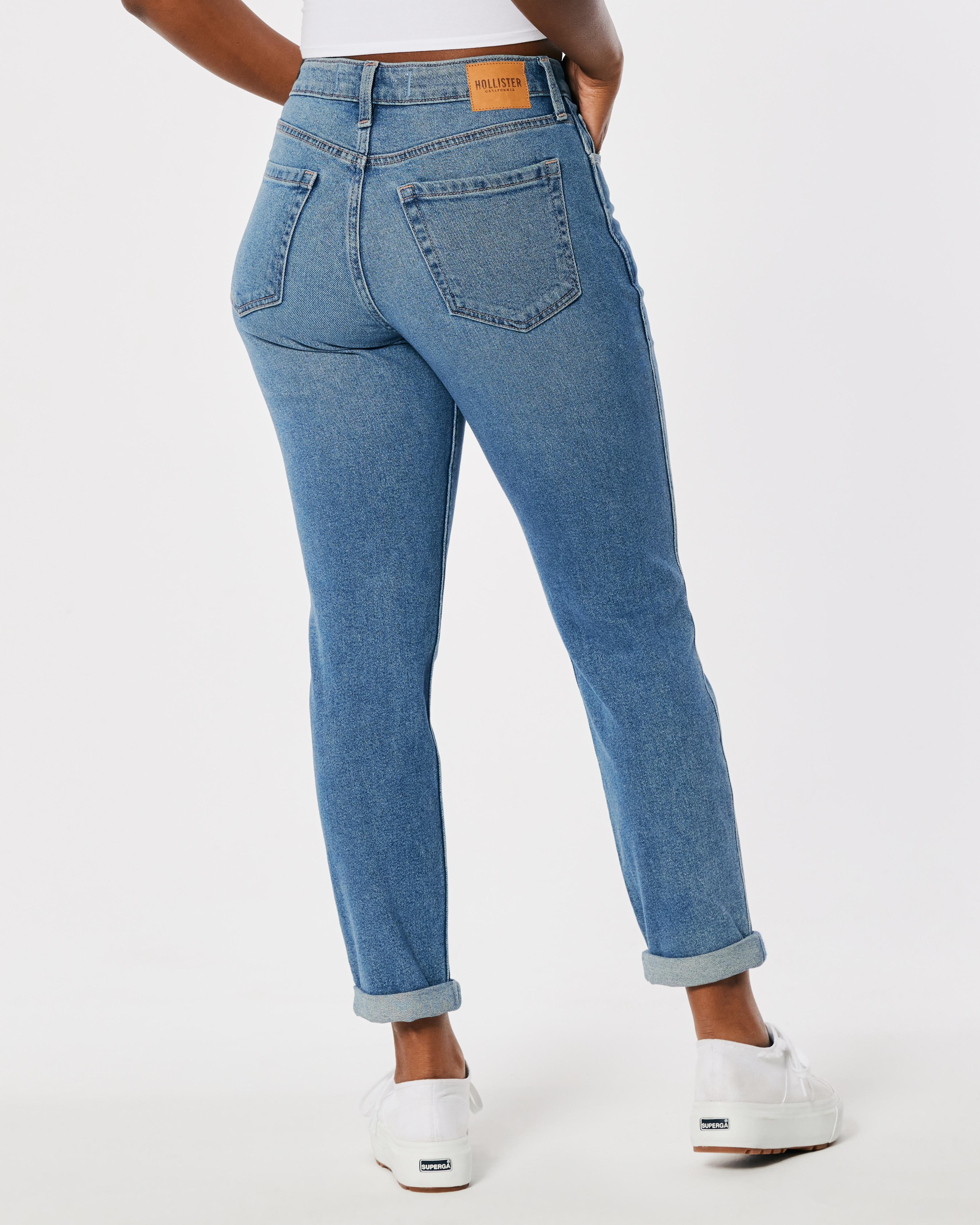 Hollister Curvy High Rise Mom-Jeans in mittlerer Waschung in Blau | Lyst DE