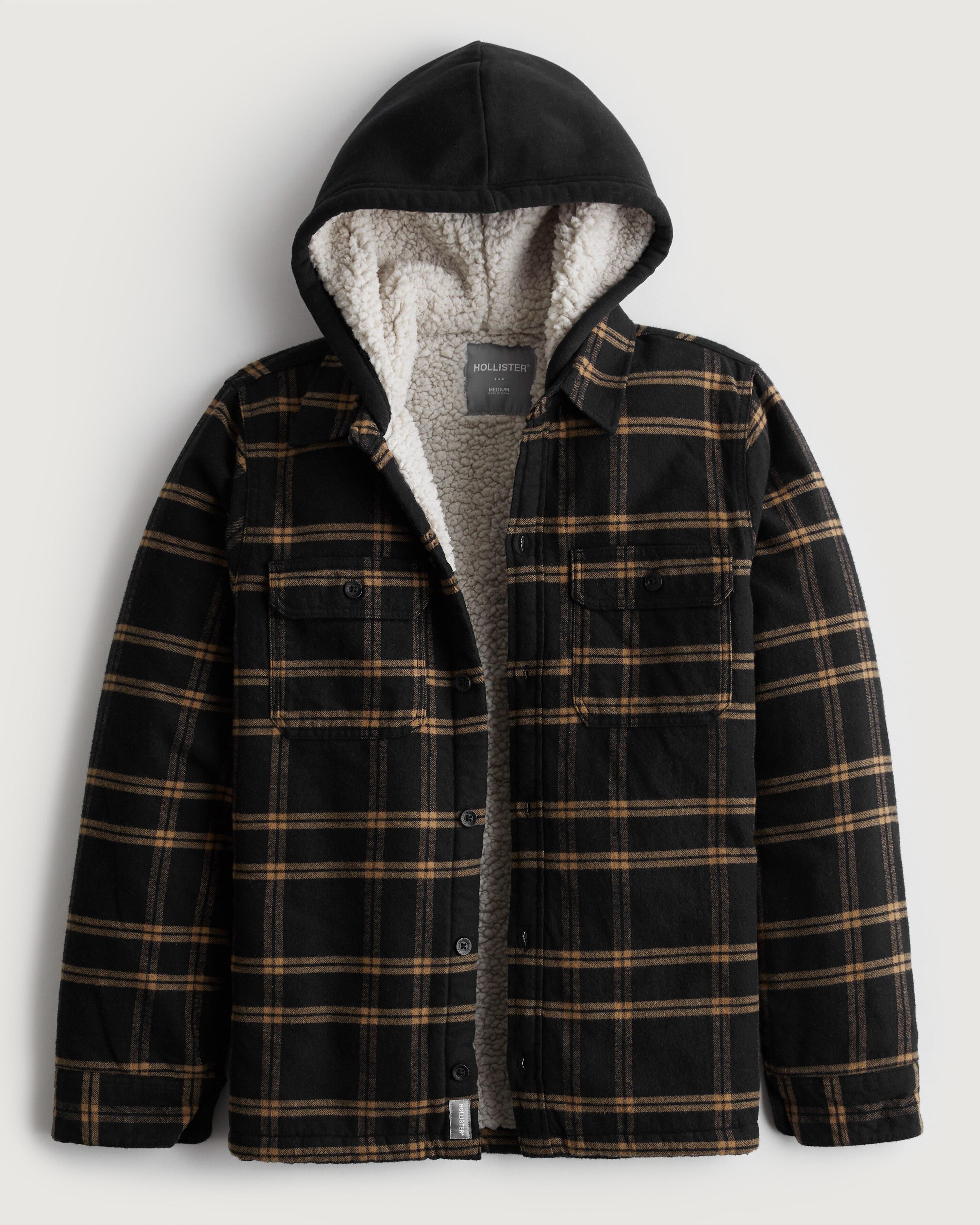 Hollister Lässige Flanell-Hemdjacke Mit Sherpa-Futter Und Kapuze. In ...