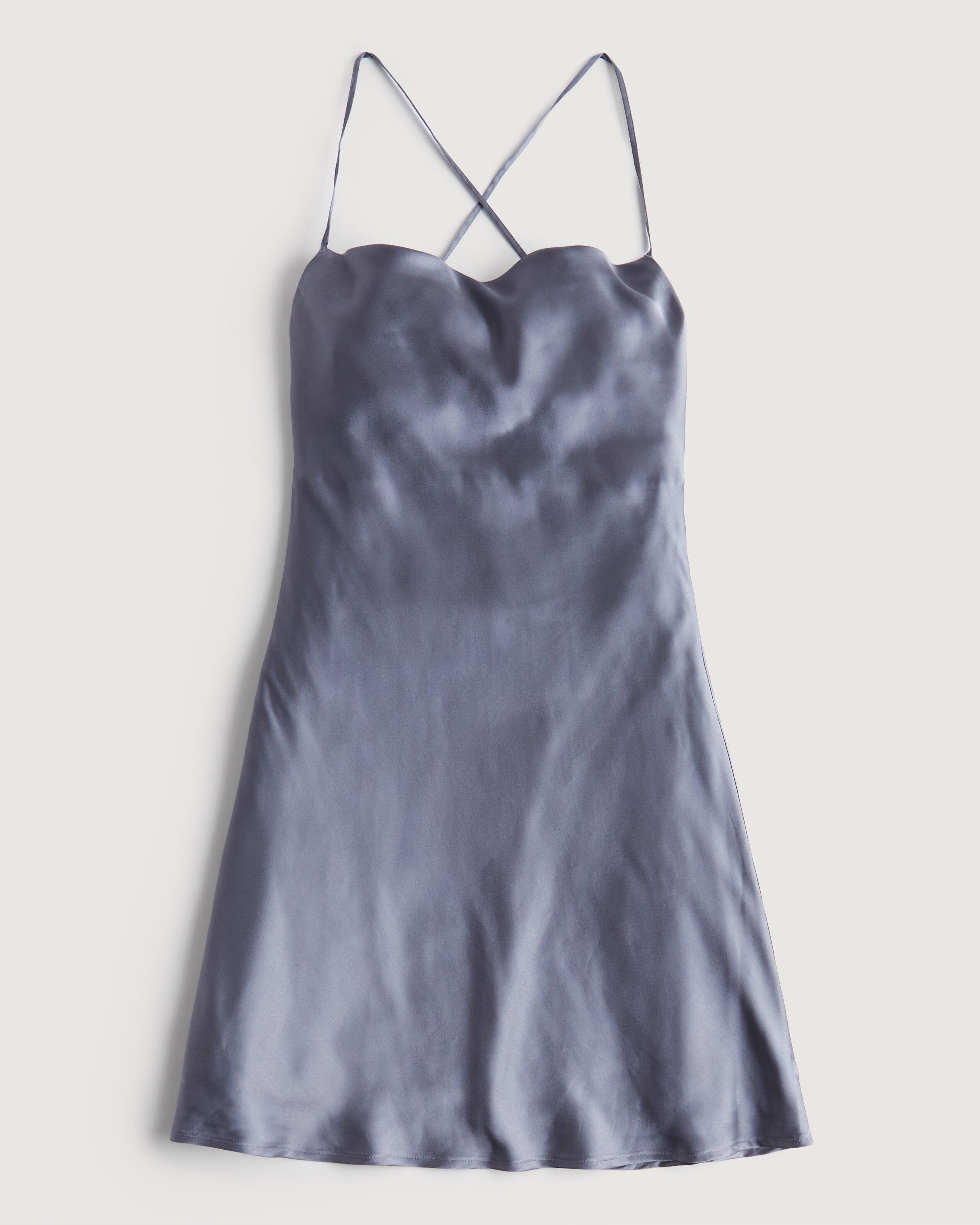 Hollister Satin Cowlneck Mini Dress in Blue Lyst UK