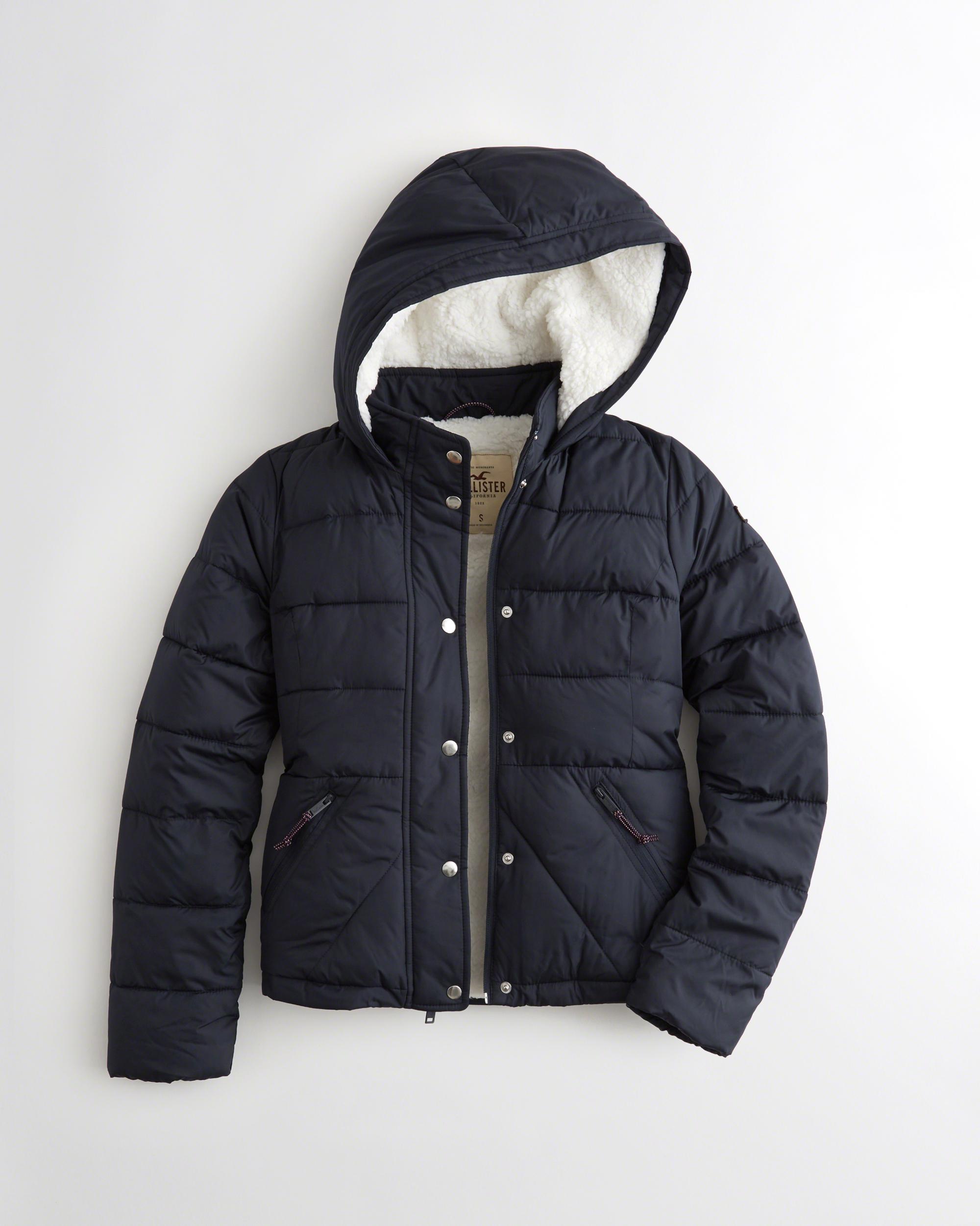 hollister sherpa lined puffer jacket