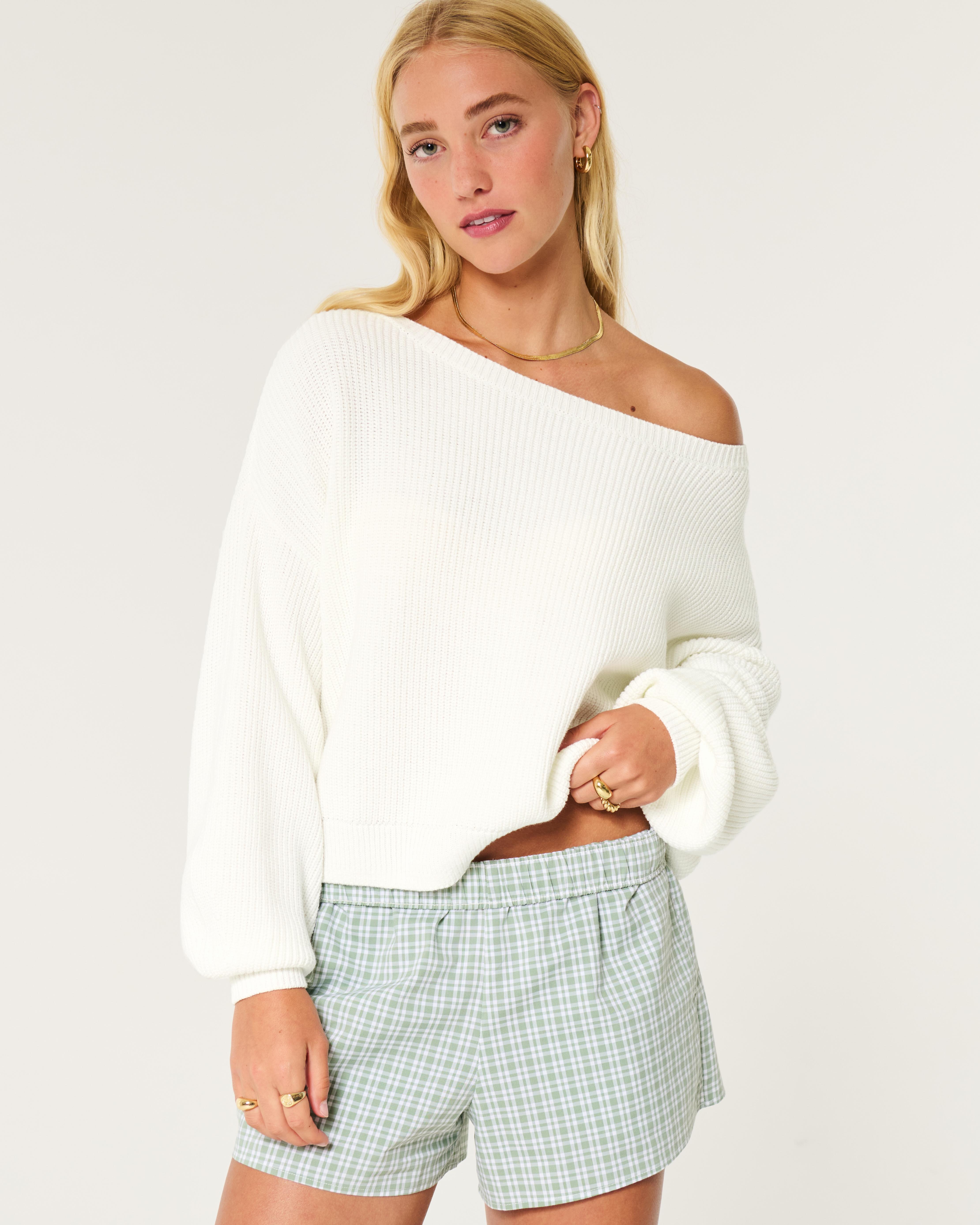 Hollister Slouchy Off the shoulder Sweater in White Lyst UK