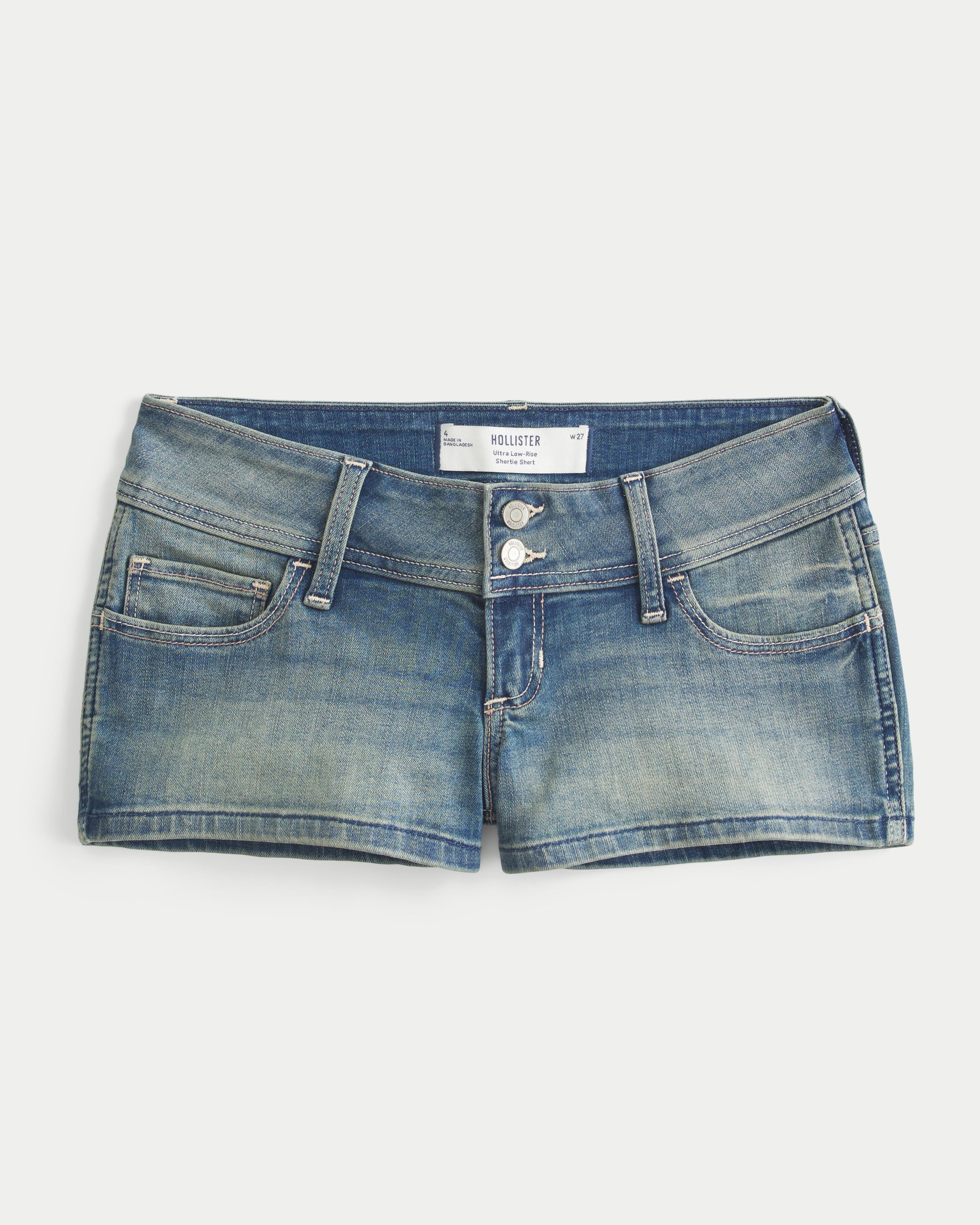 Hollister Ultra Low-rise Medium Wash Shortie Shorts in Blue Lyst UK