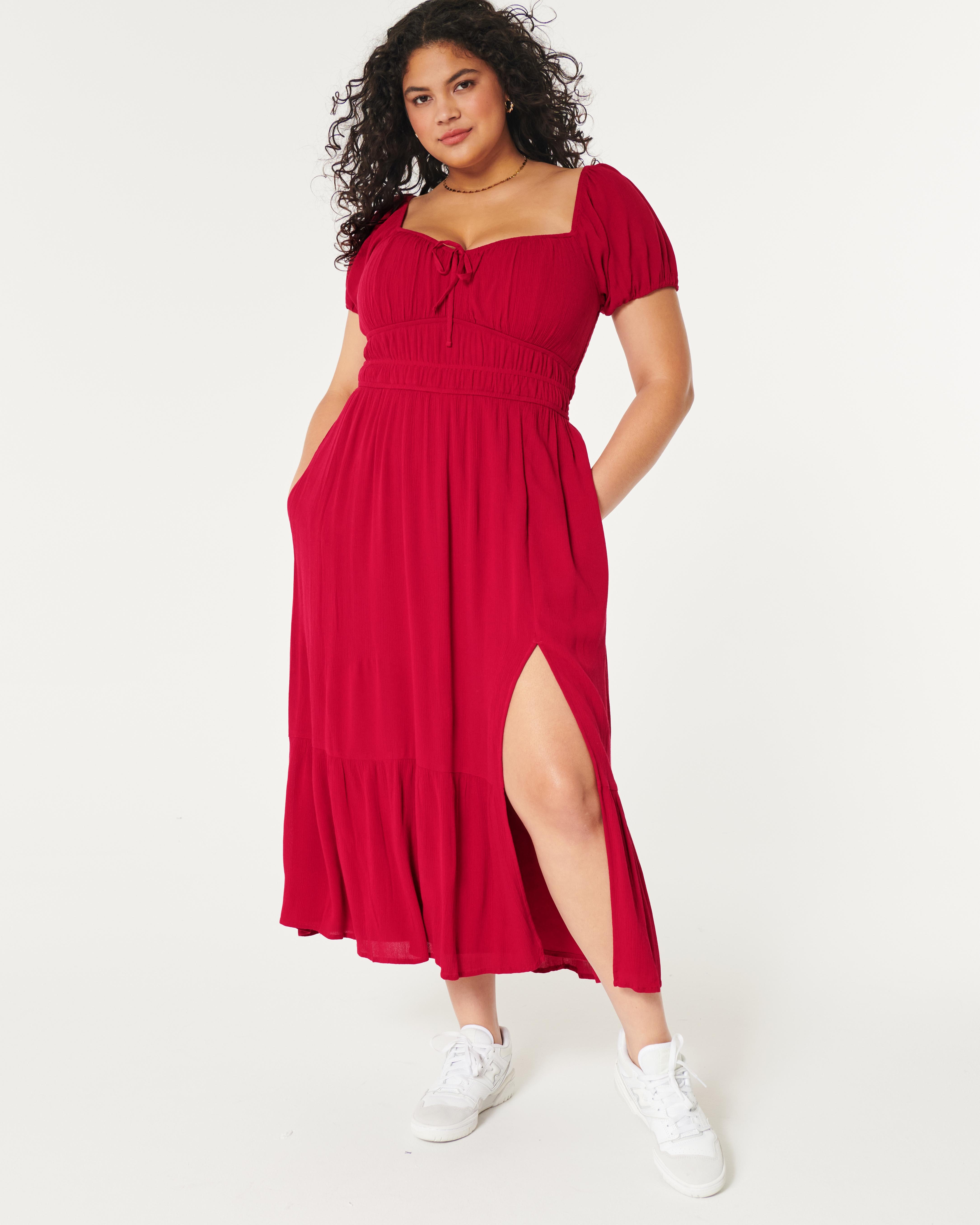 knee length dresses for ladies Hollister Womens Red Plaid Polyester Slip Dress Size S Round Neck Pull   Preworn