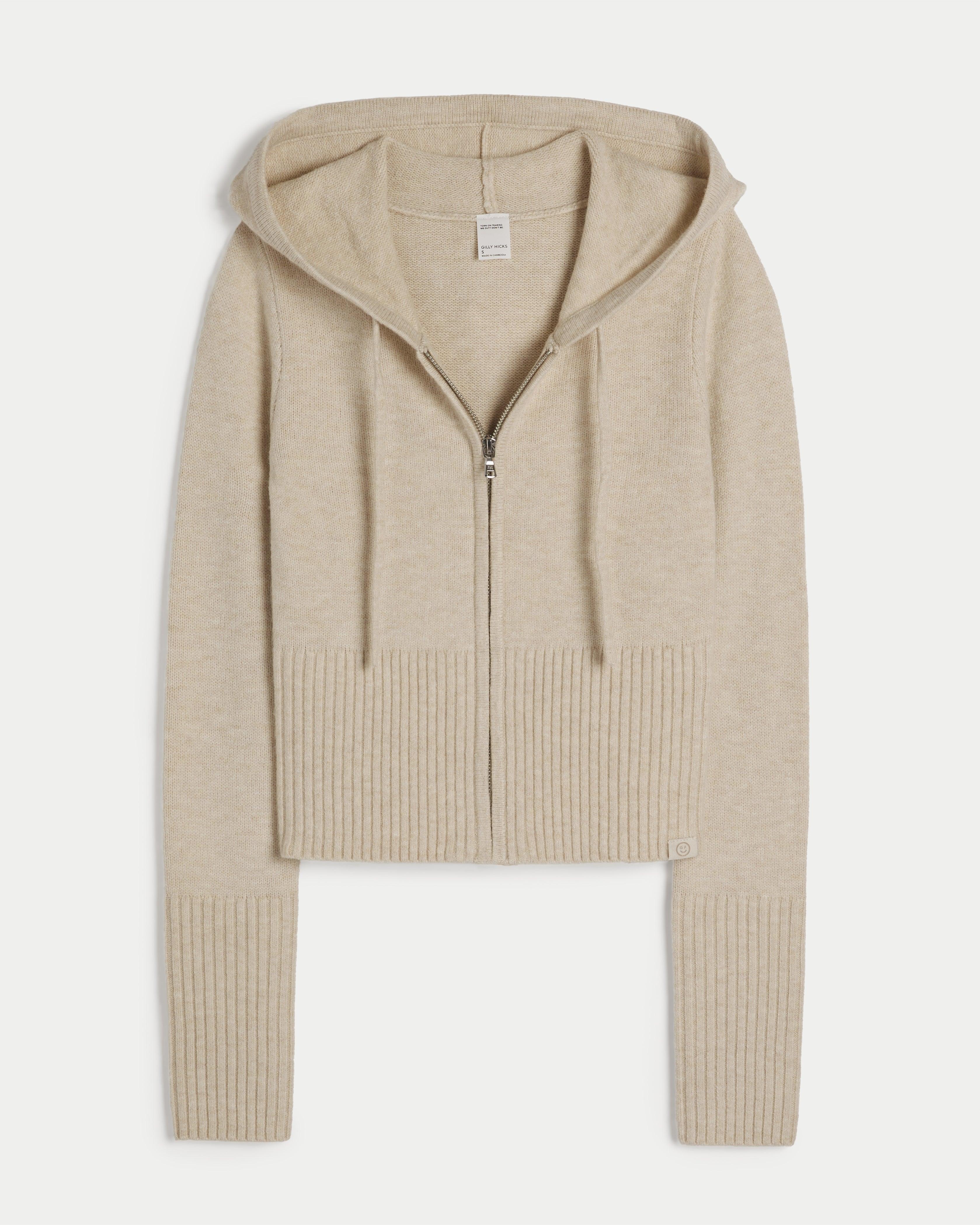 Hollister Gilly Hicks Strickpullover-Hoodie mit Reißverschluss in Natur |  Lyst DE