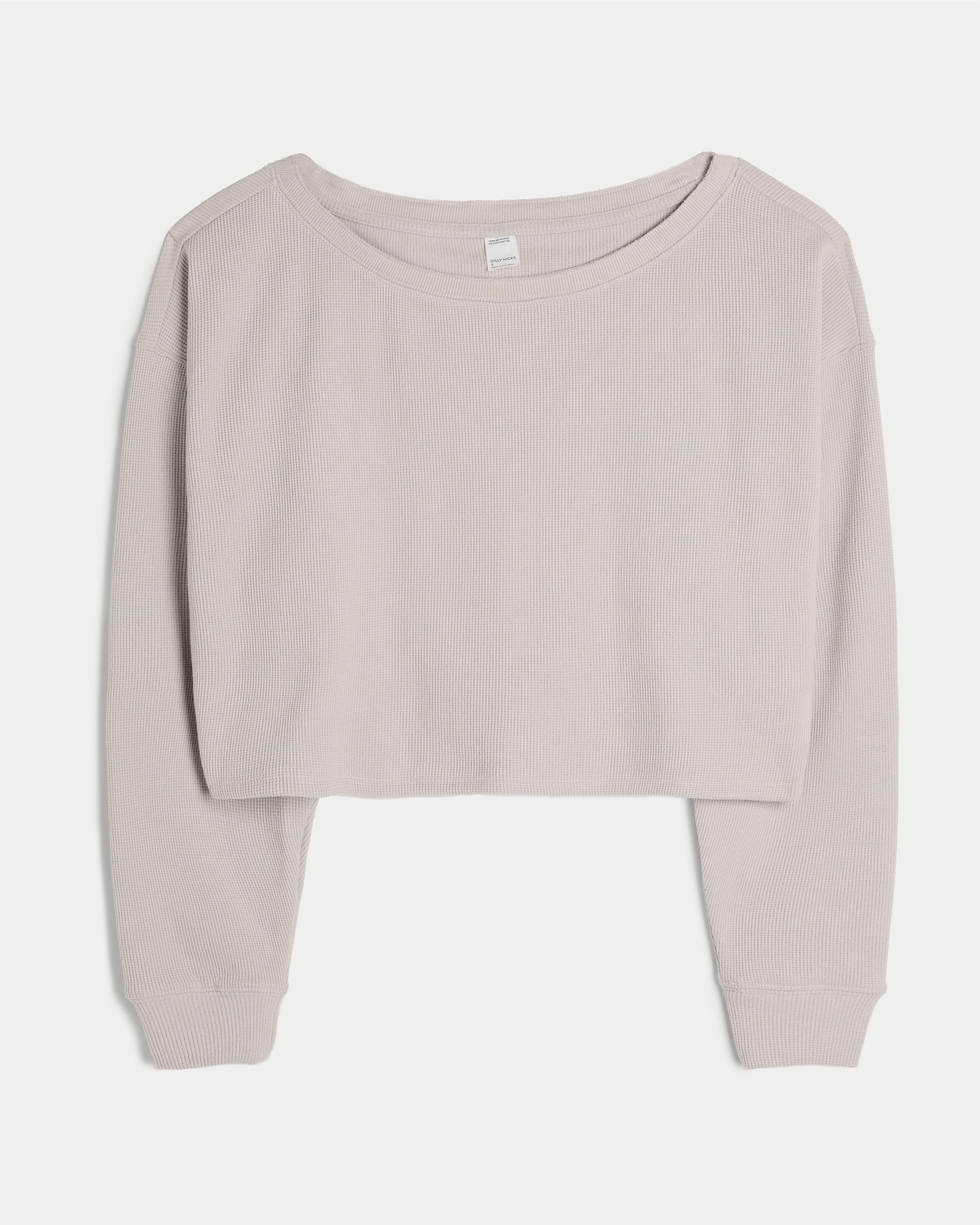 Hollister Gilly Hicks Cozy Waffle Off-the-shoulder Top in White