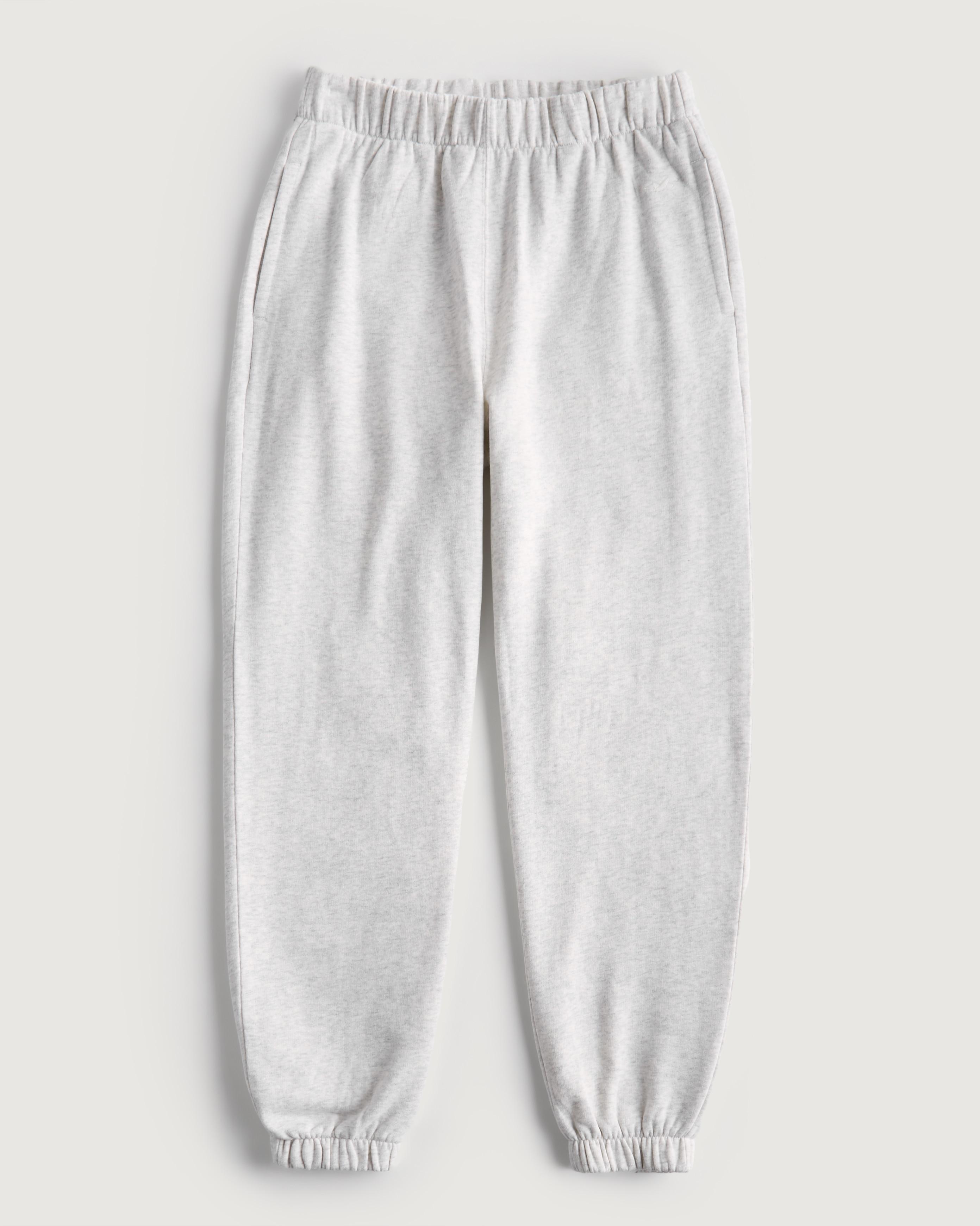 Hollister Feel Good Adjustable Rise Fleece Dad Joggers in White