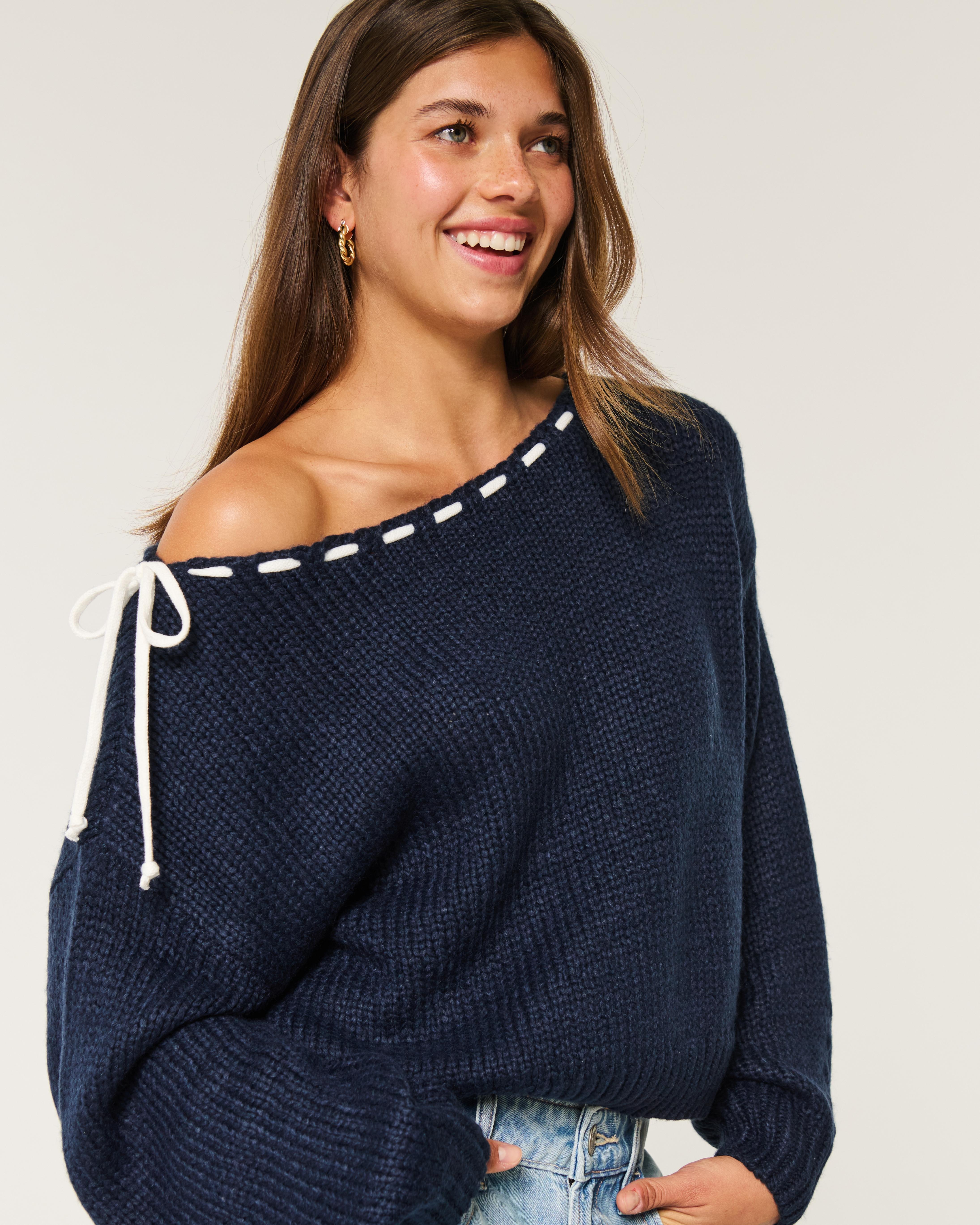 Hollister Easy Off the shoulder Sweater in Blue Lyst UK